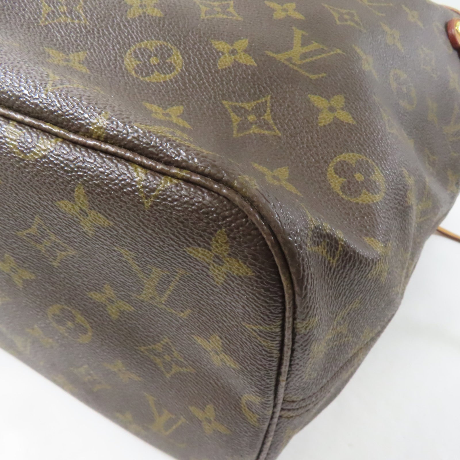 LOUIS VUITTON 【激減優惠】Monogram Neverfull MM金扣手挽袋啡色