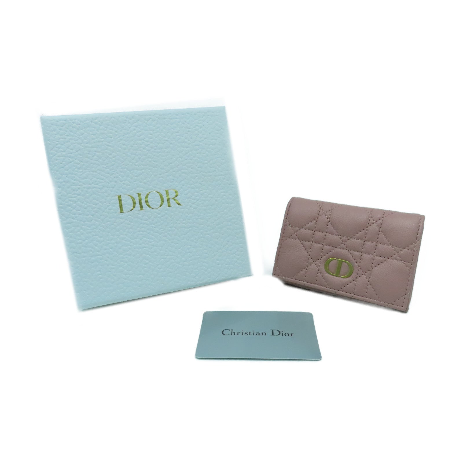 Dior 牛皮皮革Caro XS Wallet金扣錢包粉紅色
