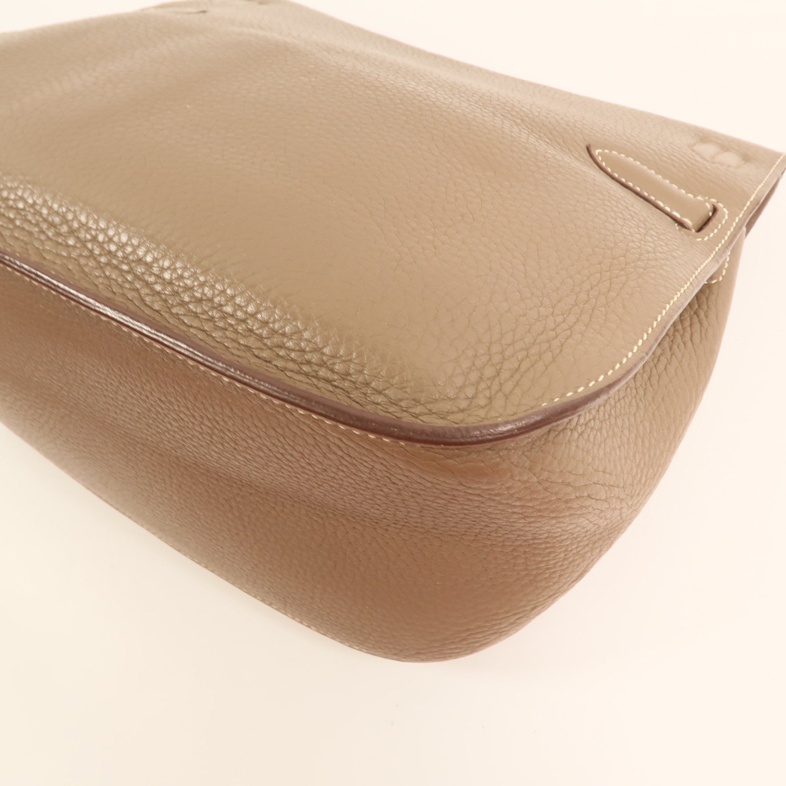 HERMES Clemence皮革Jypsiere 28銀扣肩背袋Etoupe