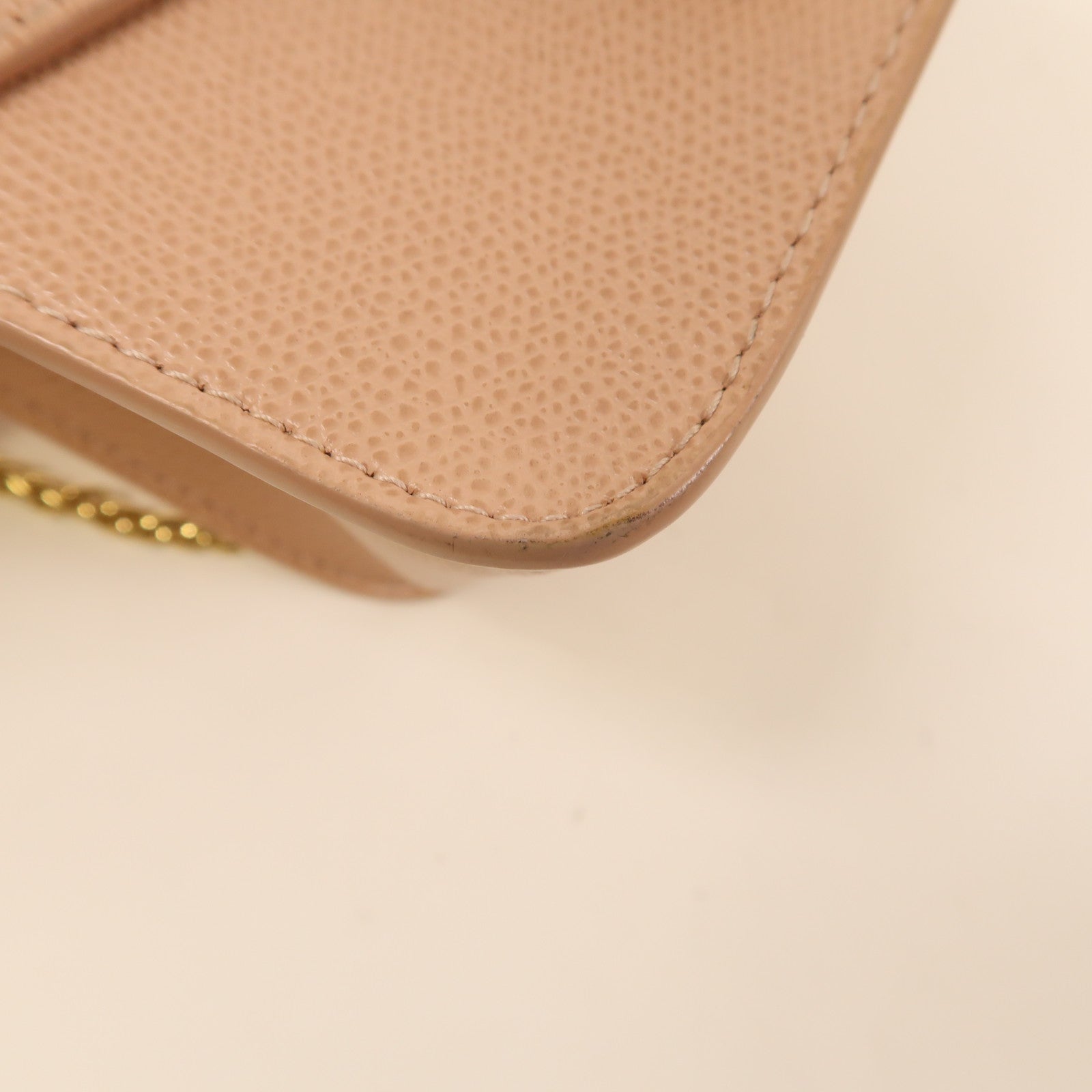 Furla 牛皮皮革Chain Shoulder金扣鏈帶肩背袋粉紅色