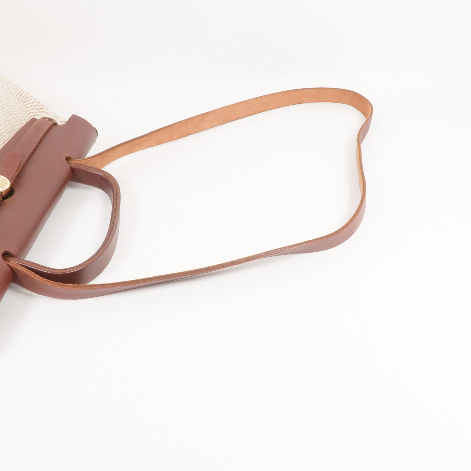 HERMES Toile H帆布/皮革Herbag PM金扣手挽肩背兩用袋