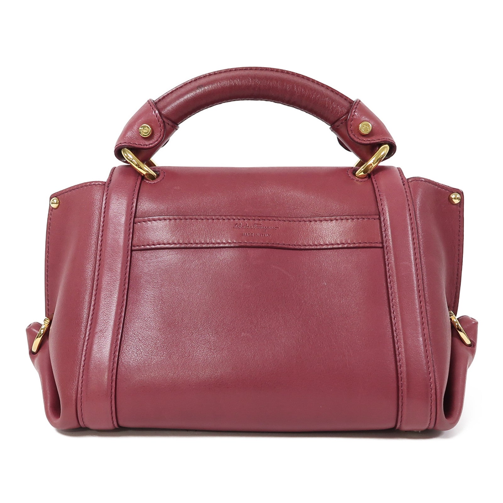 Salvatore Ferragamo 牛皮皮革2 Way Shoulder金扣手挽肩背兩用袋粉紅色
