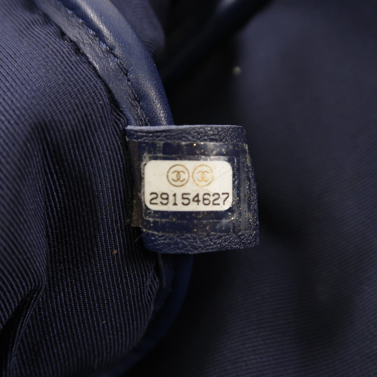 CHANEL CC SHW Chain Shoulder Bag Lambskin Leather Navy