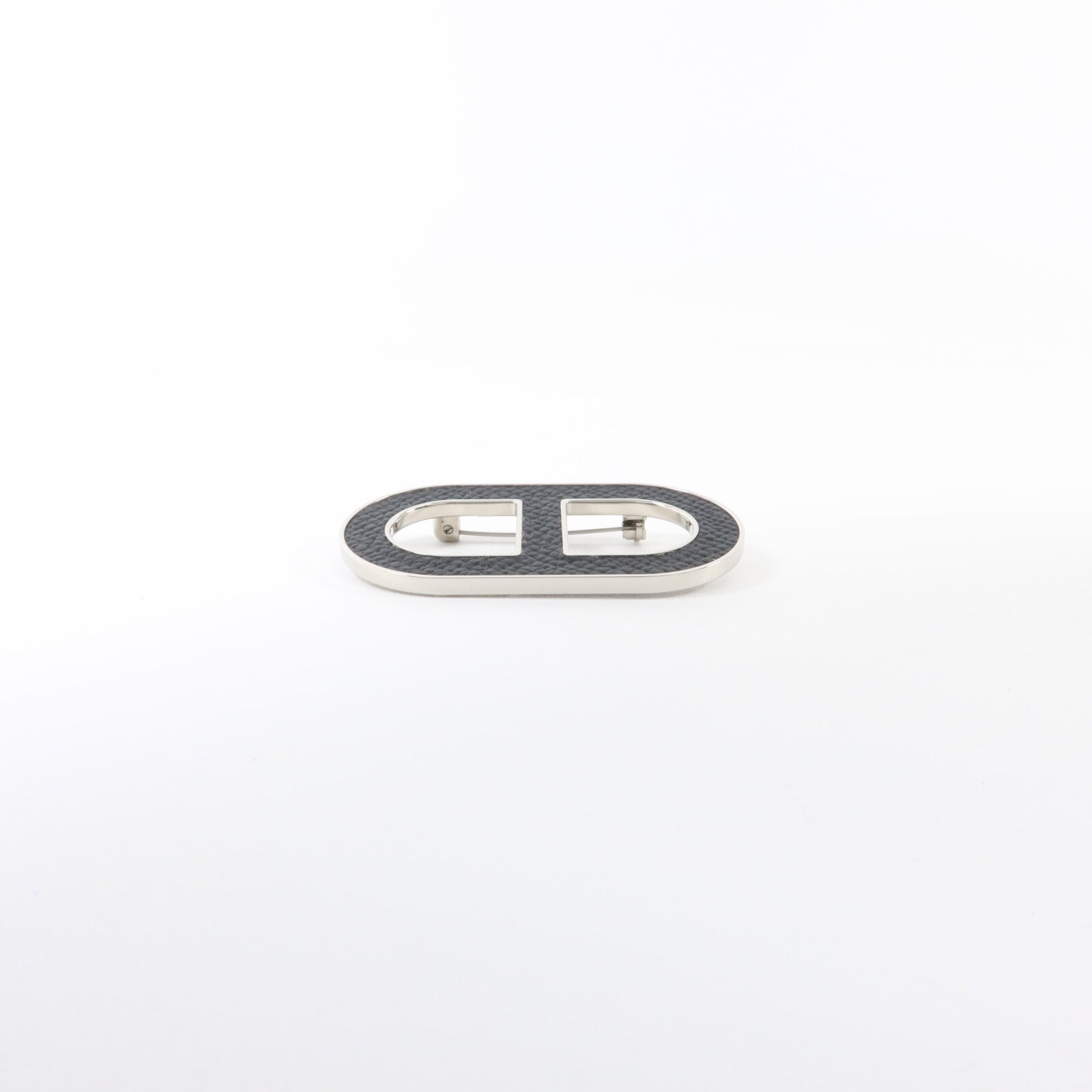 HERMES Epsom皮革/金屬Chaine d'Ancre Brooch胸針
