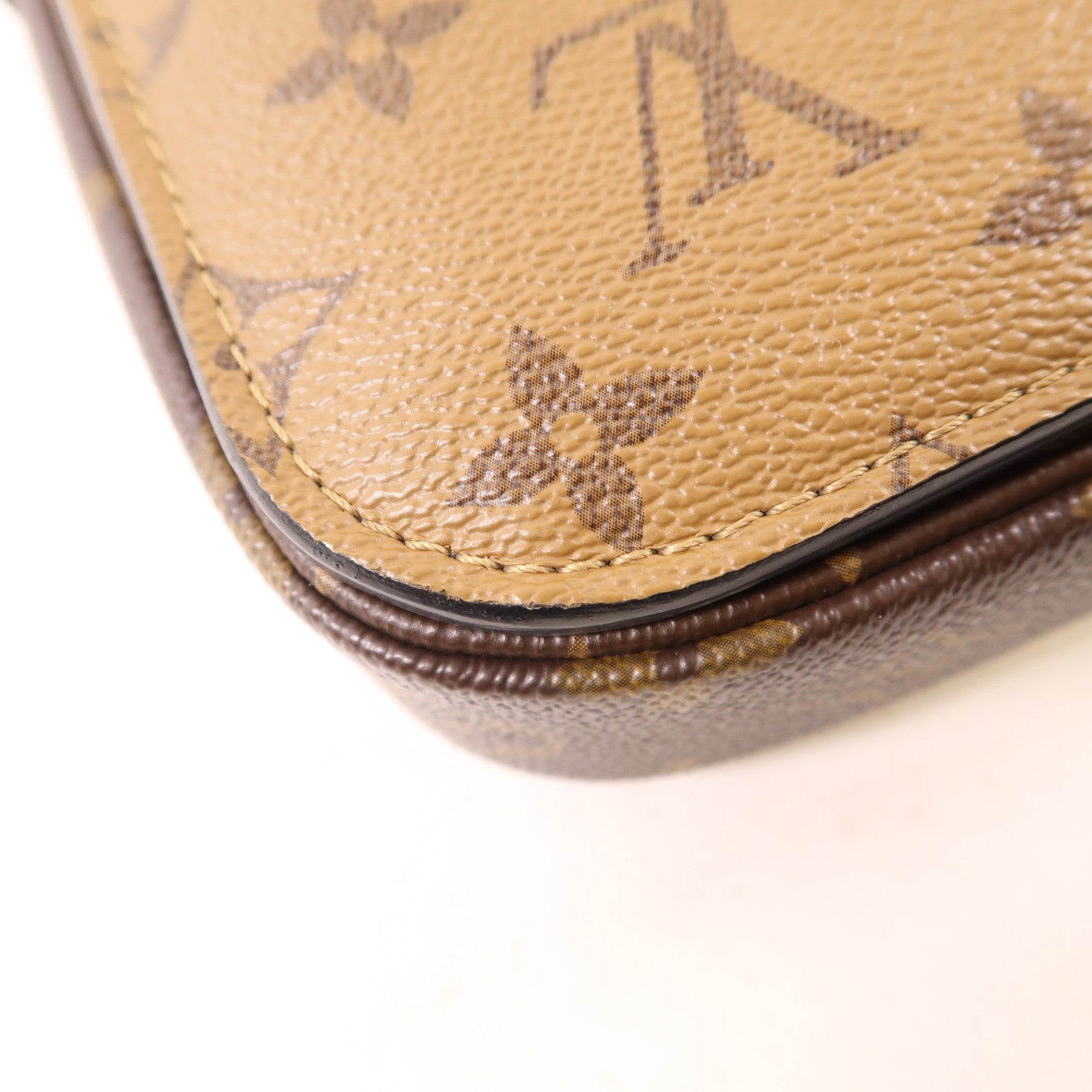 LOUIS VUITTON Monogram Reverse Pochette Metis金扣手挽肩背兩用袋棕色