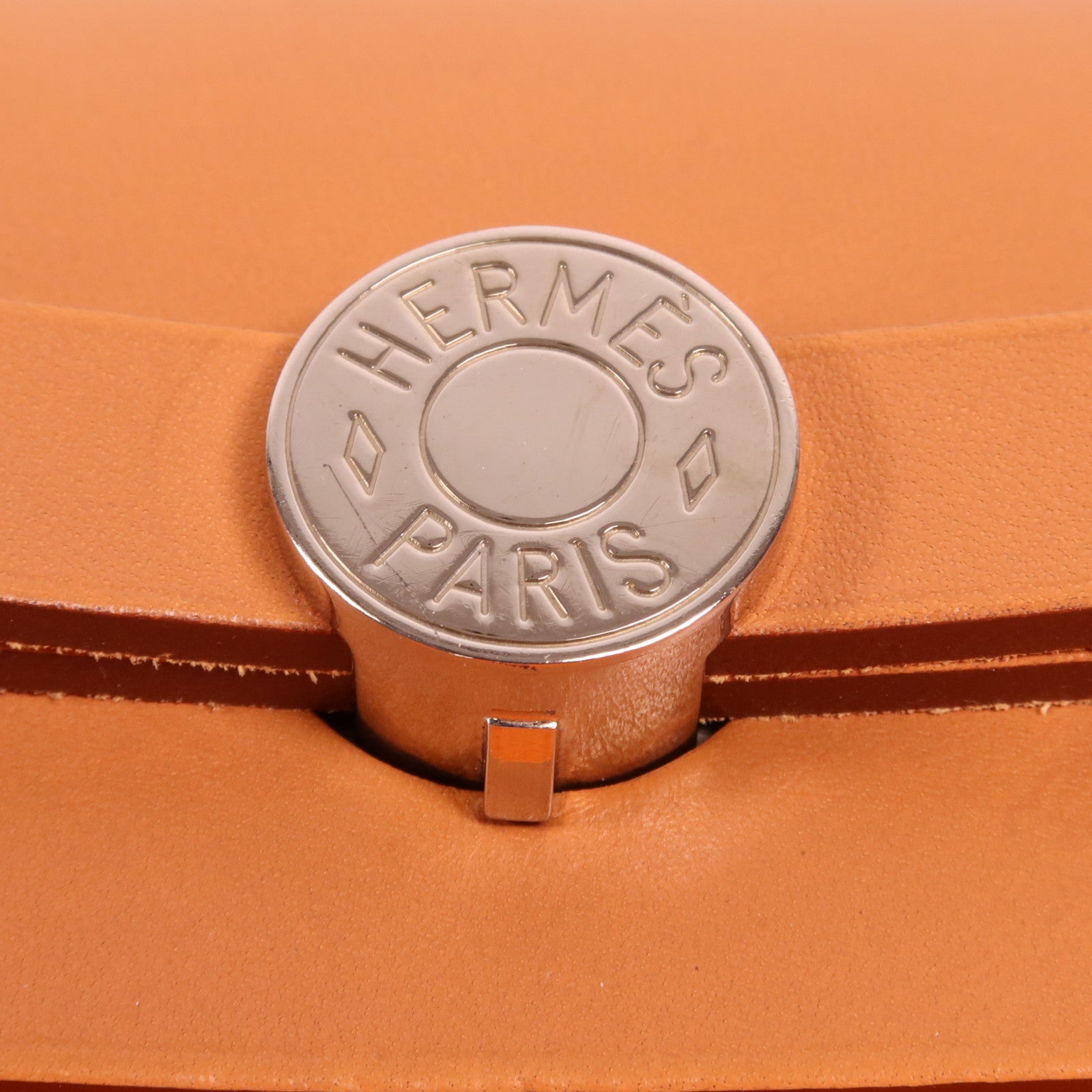 HERMES 帆布Herbag PM銀扣手挽肩背兩用袋Orange