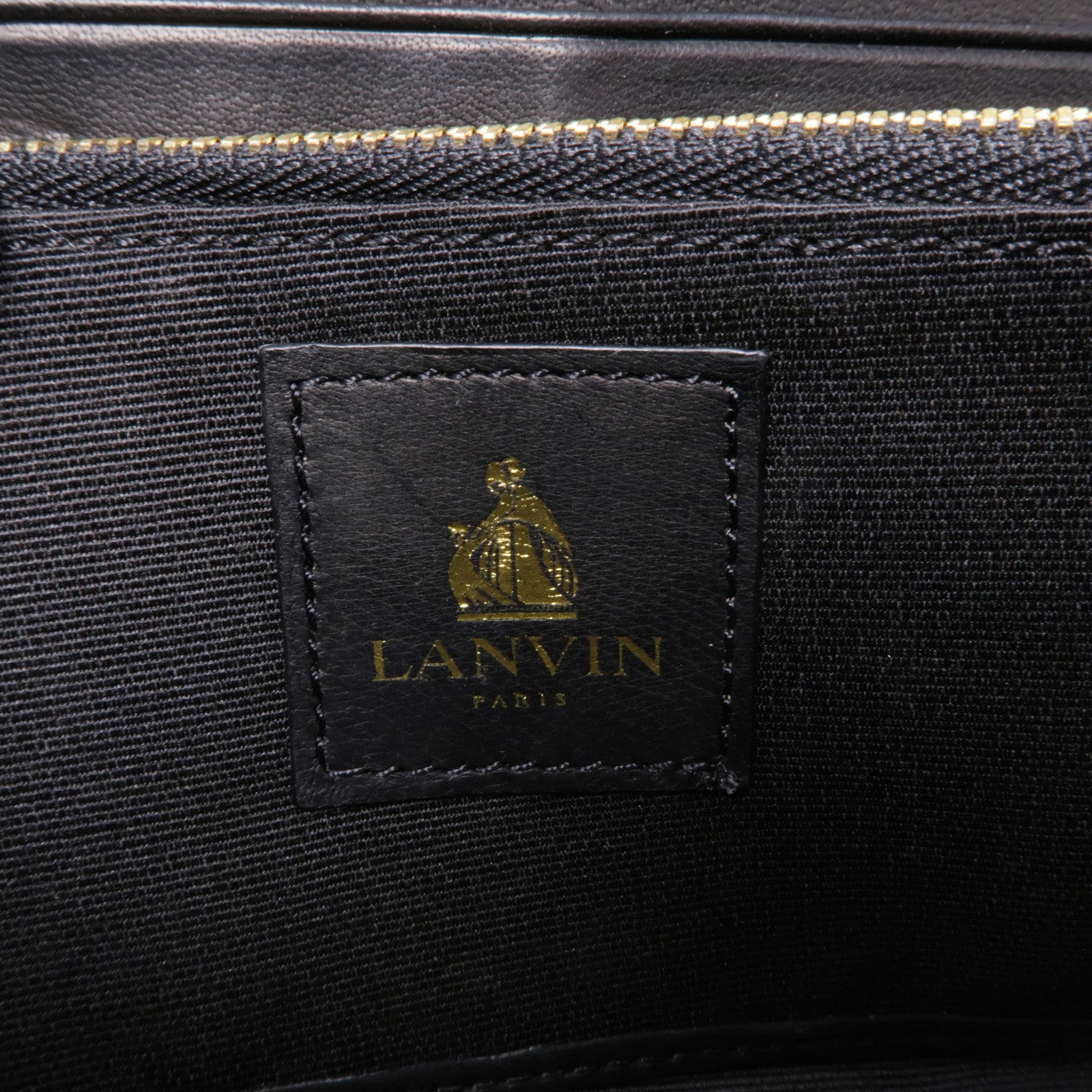 LANVIN 羊皮皮革Long Wallet金扣長錢包黑色