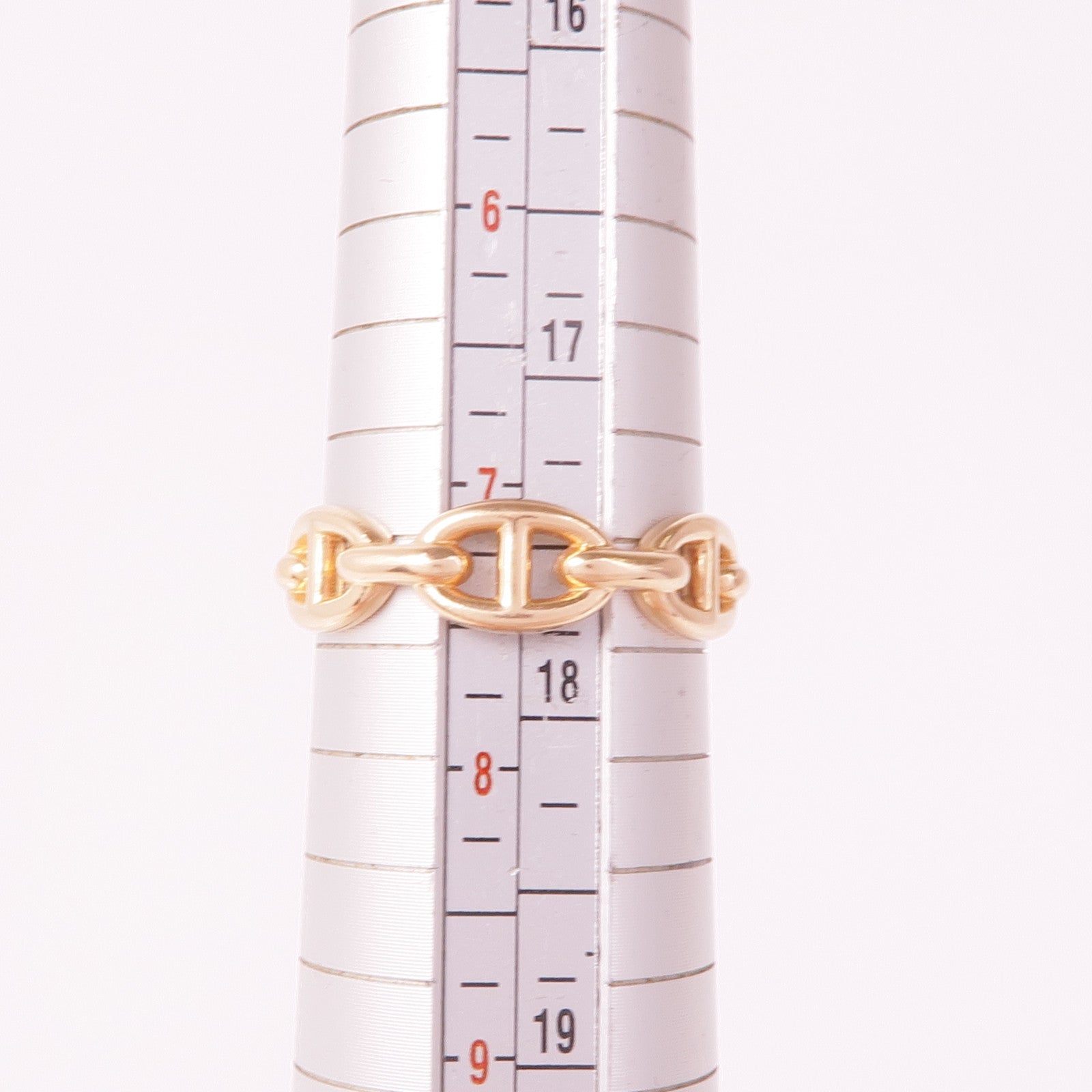 HERMES 18K玫瑰金Chaine D'ancre Enchainee戒指Hermes#55/US#7