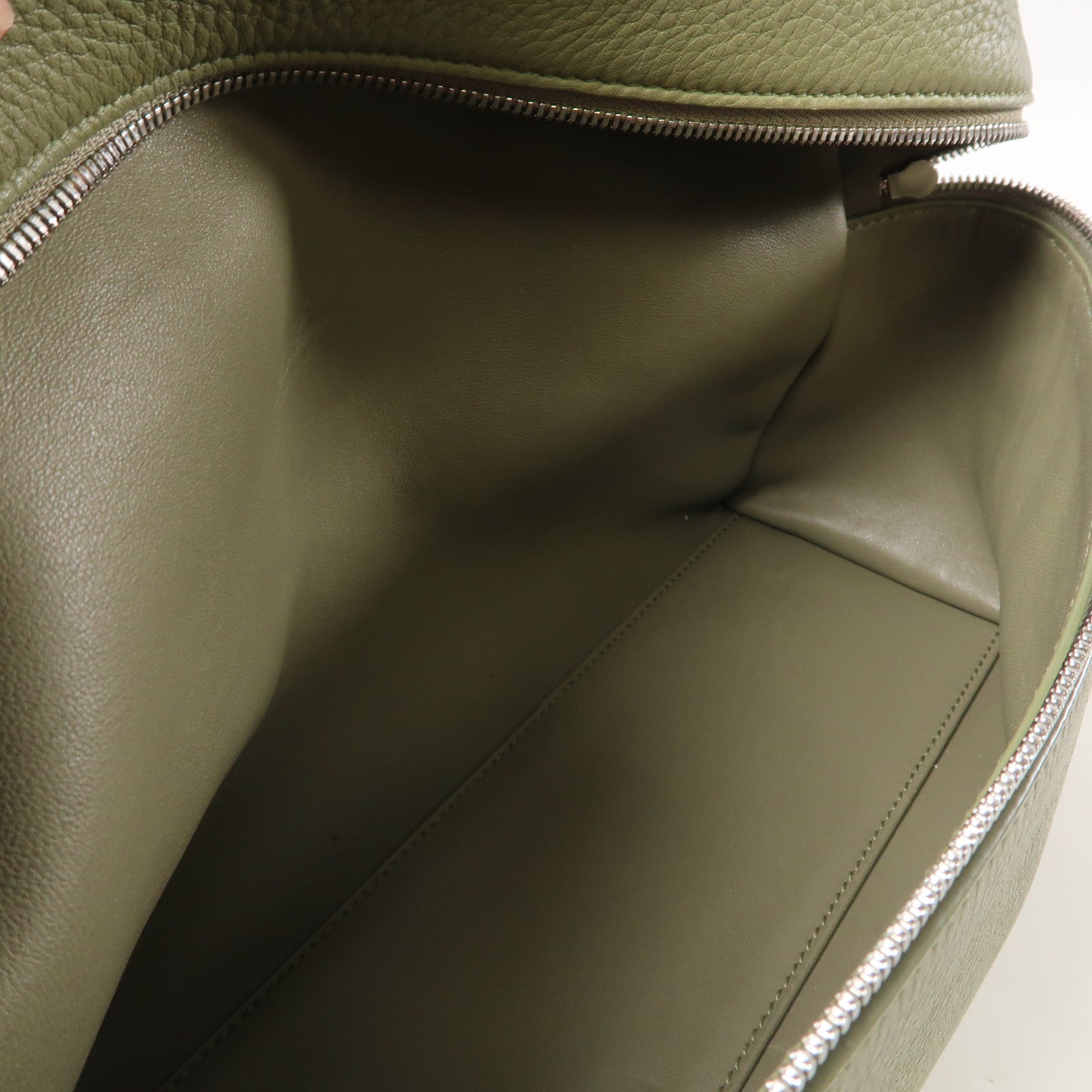 Loro Piana 皮革Extra Bag銀扣手挽肩背兩用袋綠色
