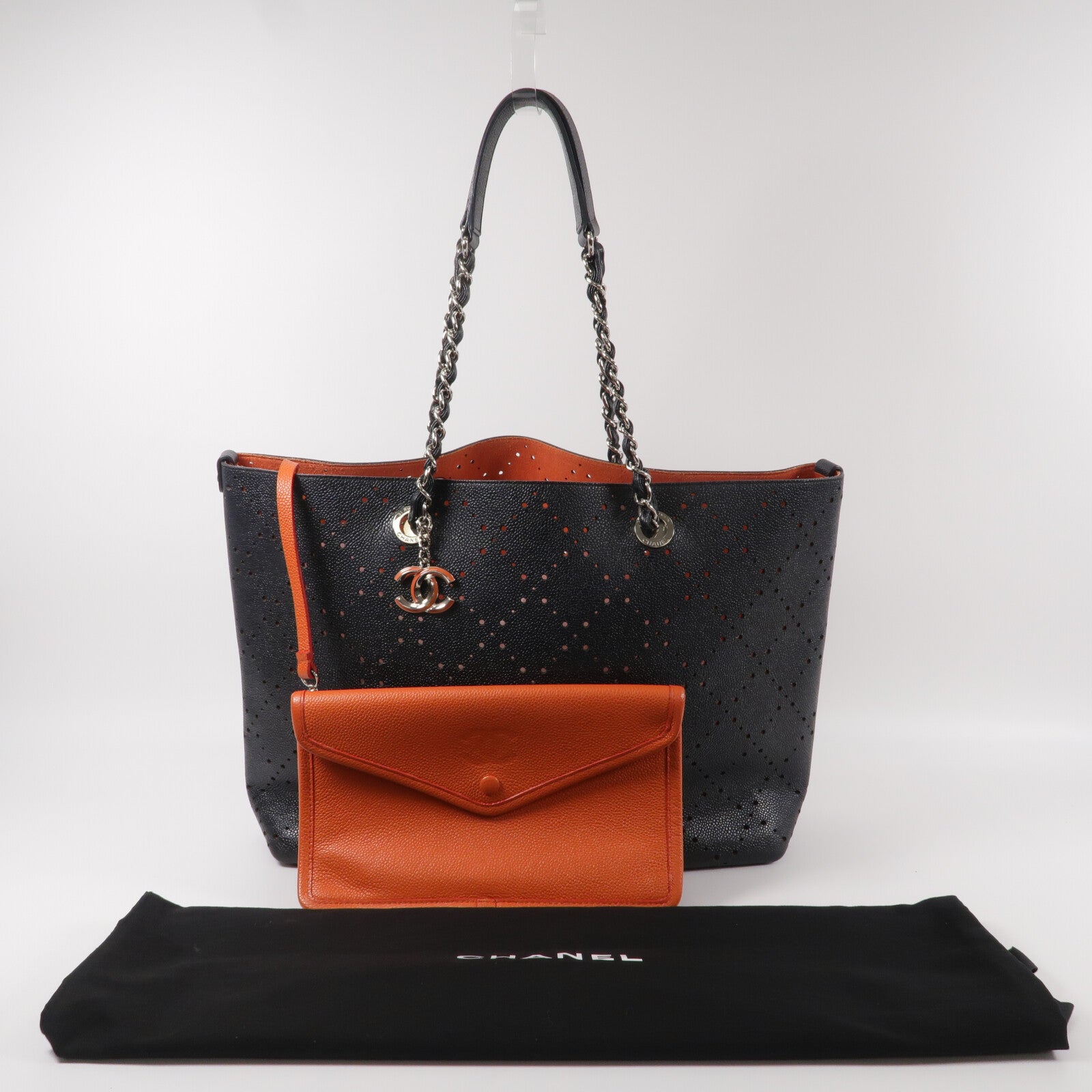 CHANEL 牛皮皮革Tote Bag鏈帶手挽袋