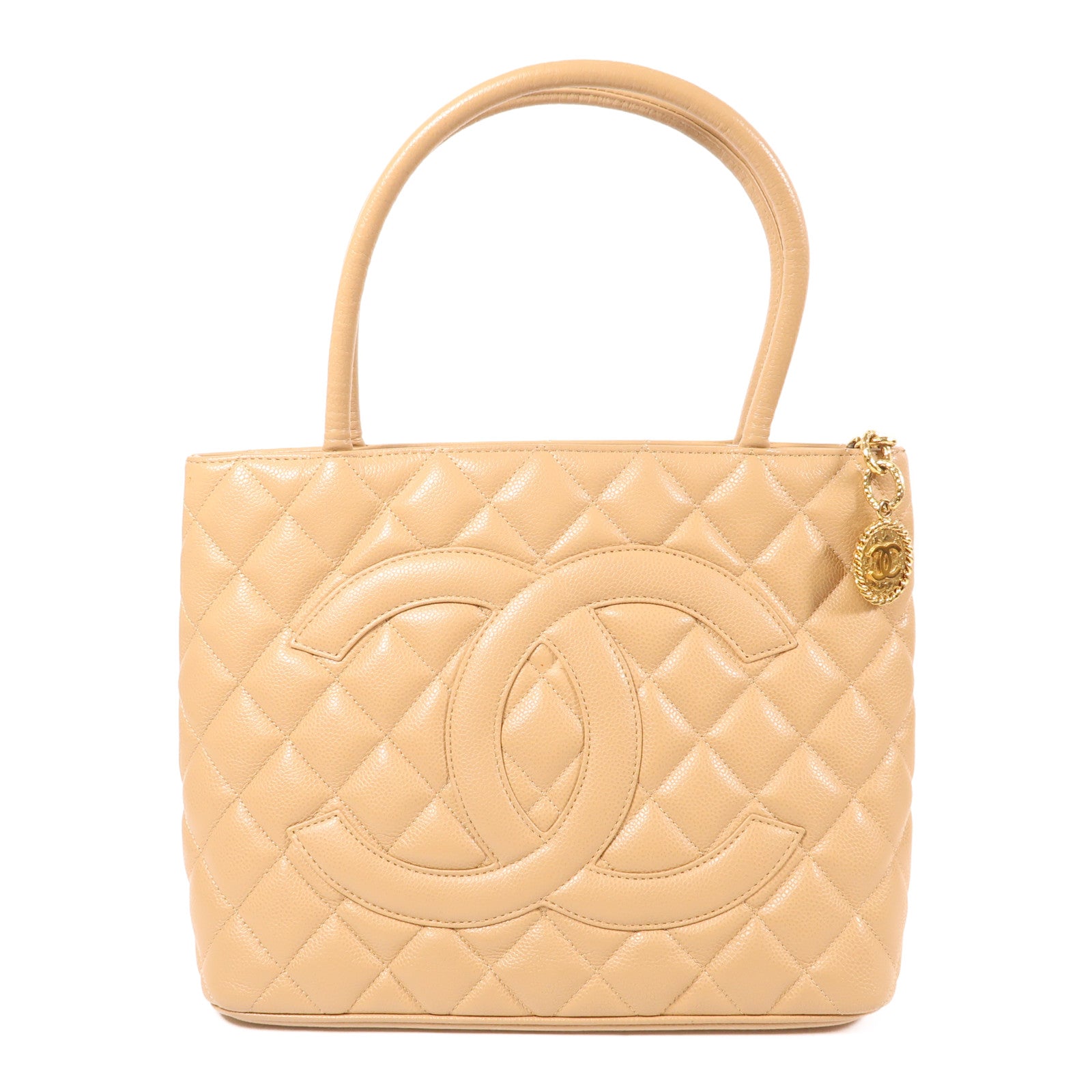CHANEL 牛皮皮革Medallion Tote Bag金扣肩背袋