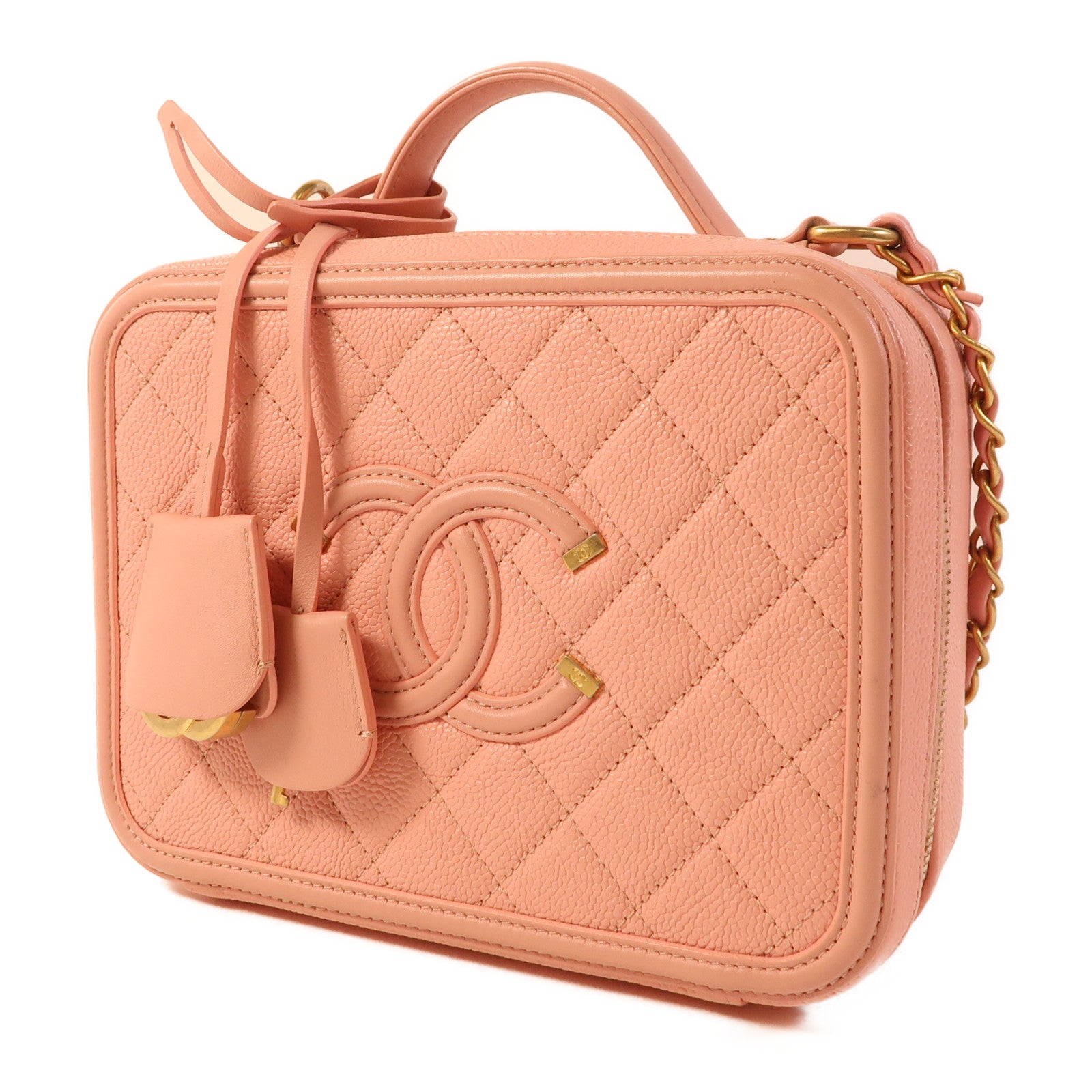 CHANEL 牛皮皮革Vanity Case金扣手挽肩背兩用袋