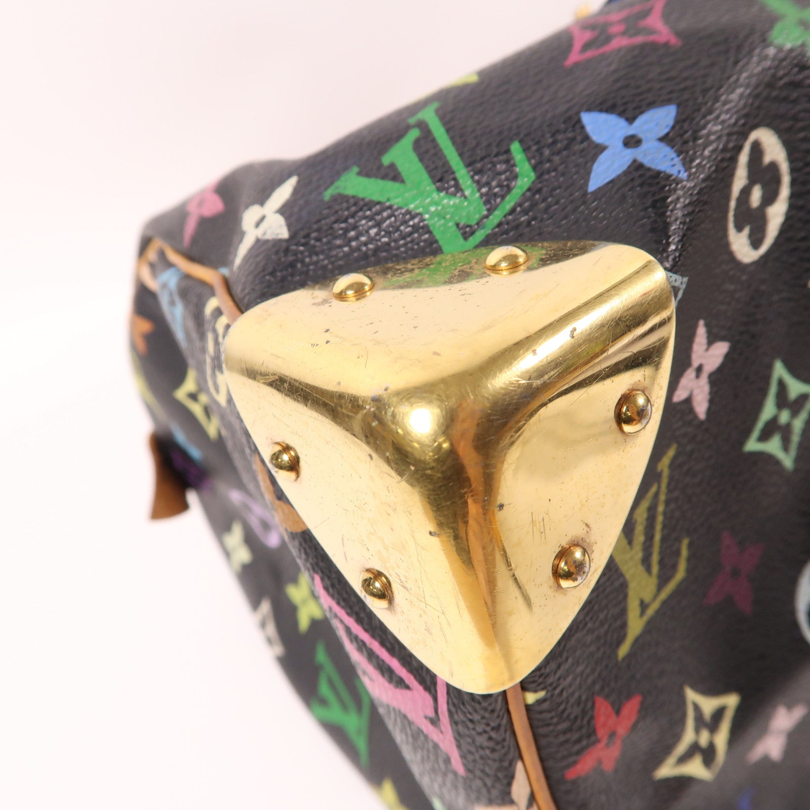 LOUIS VUITTON Monogram Multicolore Speedy 30金扣手挽袋黑色