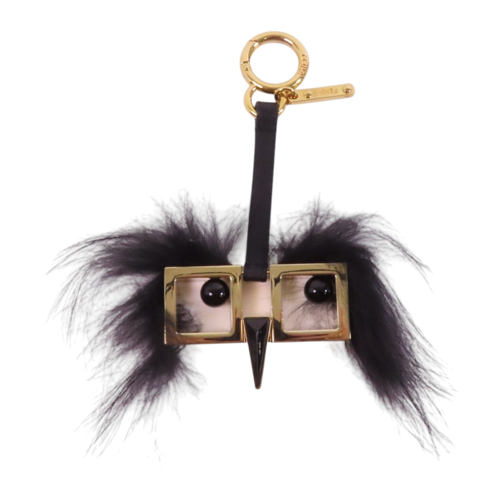 FENDI 金屬/狐狸毛Key Chain銀扣掛飾