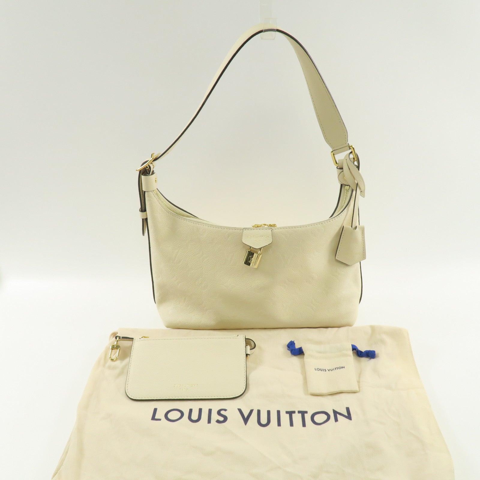 LOUIS VUITTON Monogram Empreinte Sac Sport Handbag金扣肩背袋米色