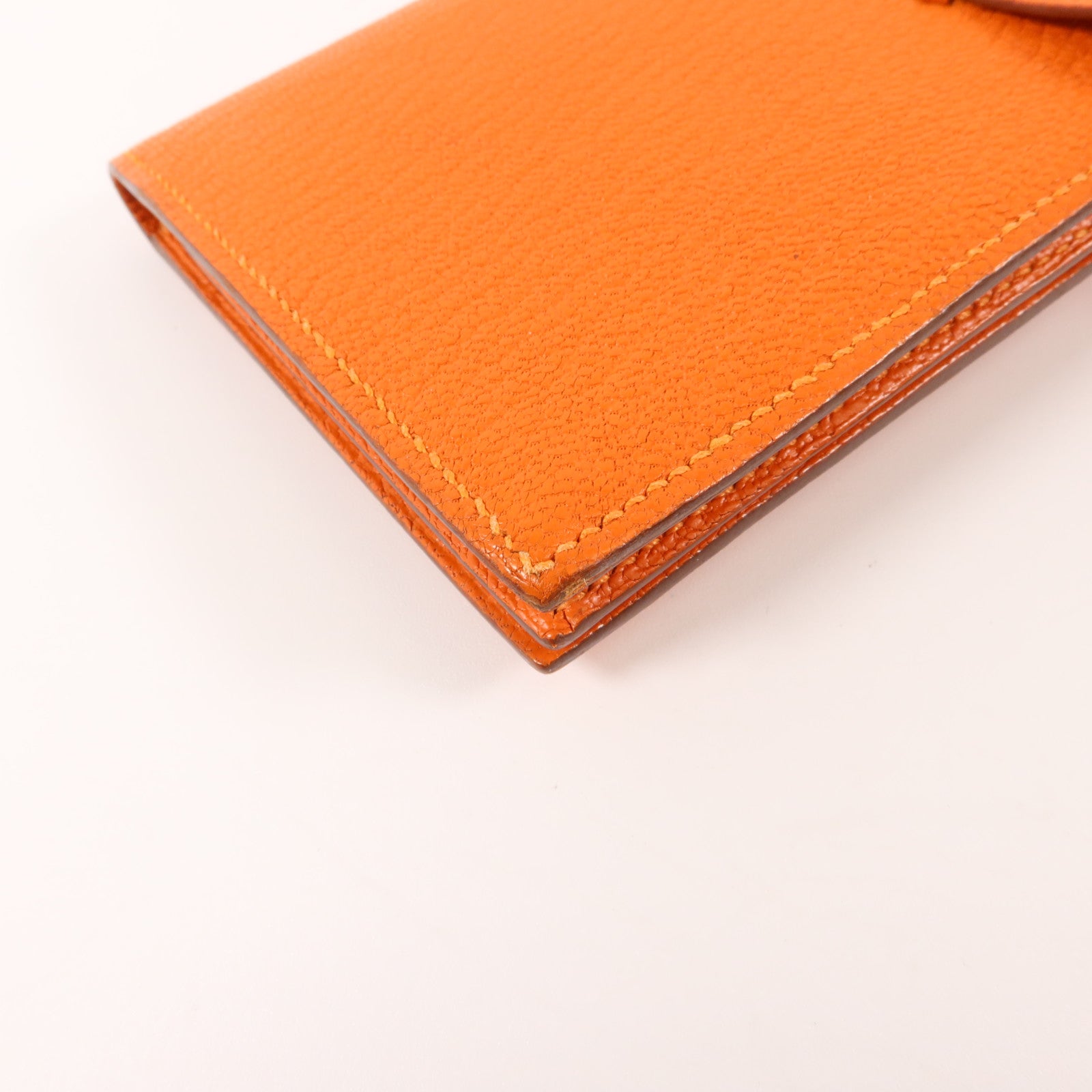 HERMES Chevre皮革Bearn Long Wallet長錢包Orange