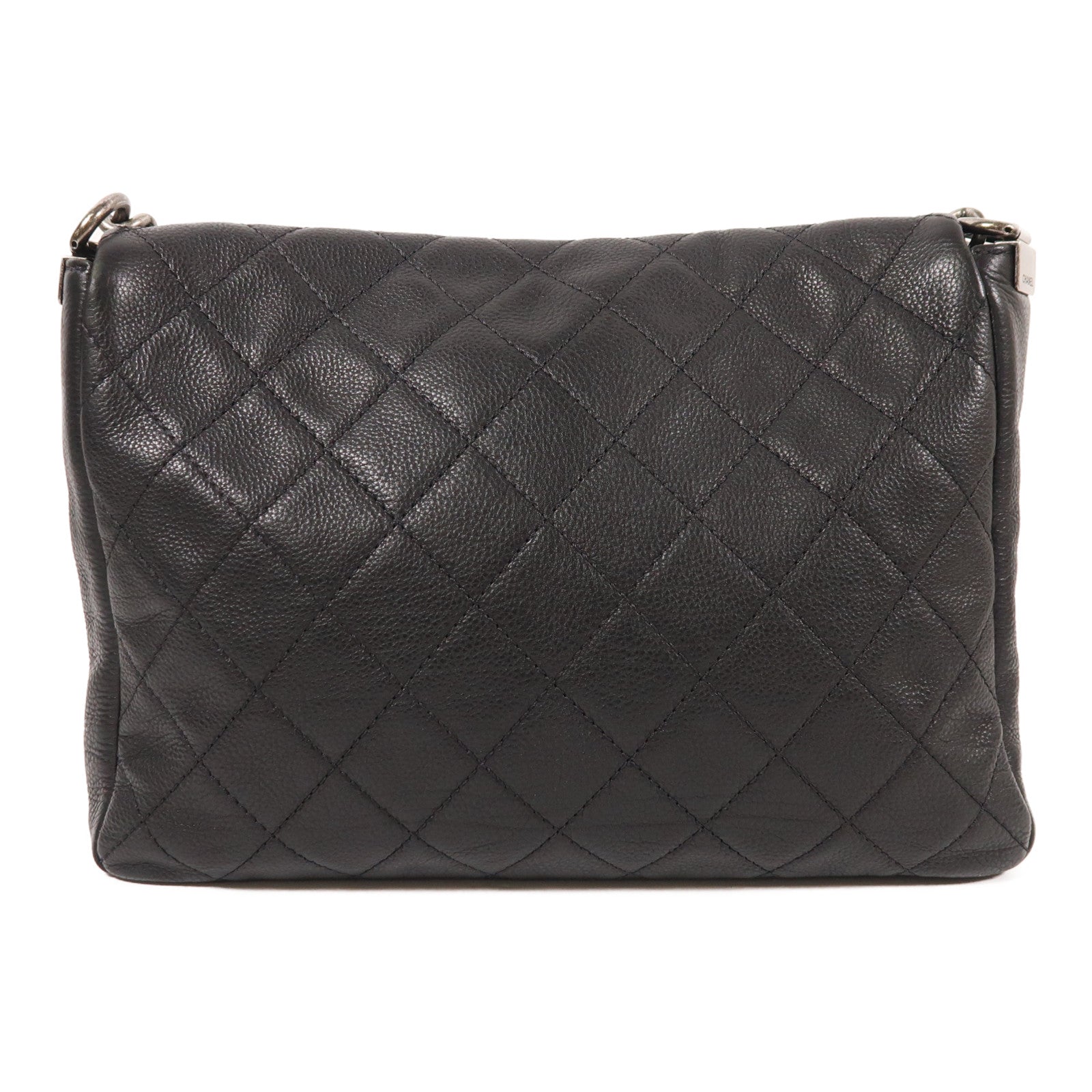 CHANEL 牛皮皮革Chain Shoulder銀扣鏈帶肩背袋