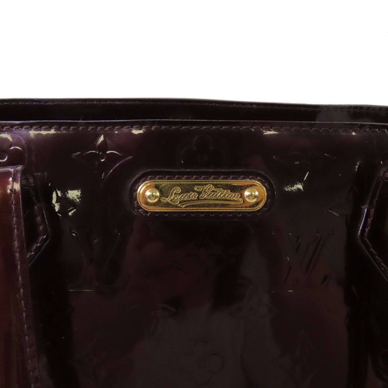 LOUIS VUITTON 【激減優惠】Monogram Vernis Wilshire GM Hand Bag金扣手挽袋酒紅色