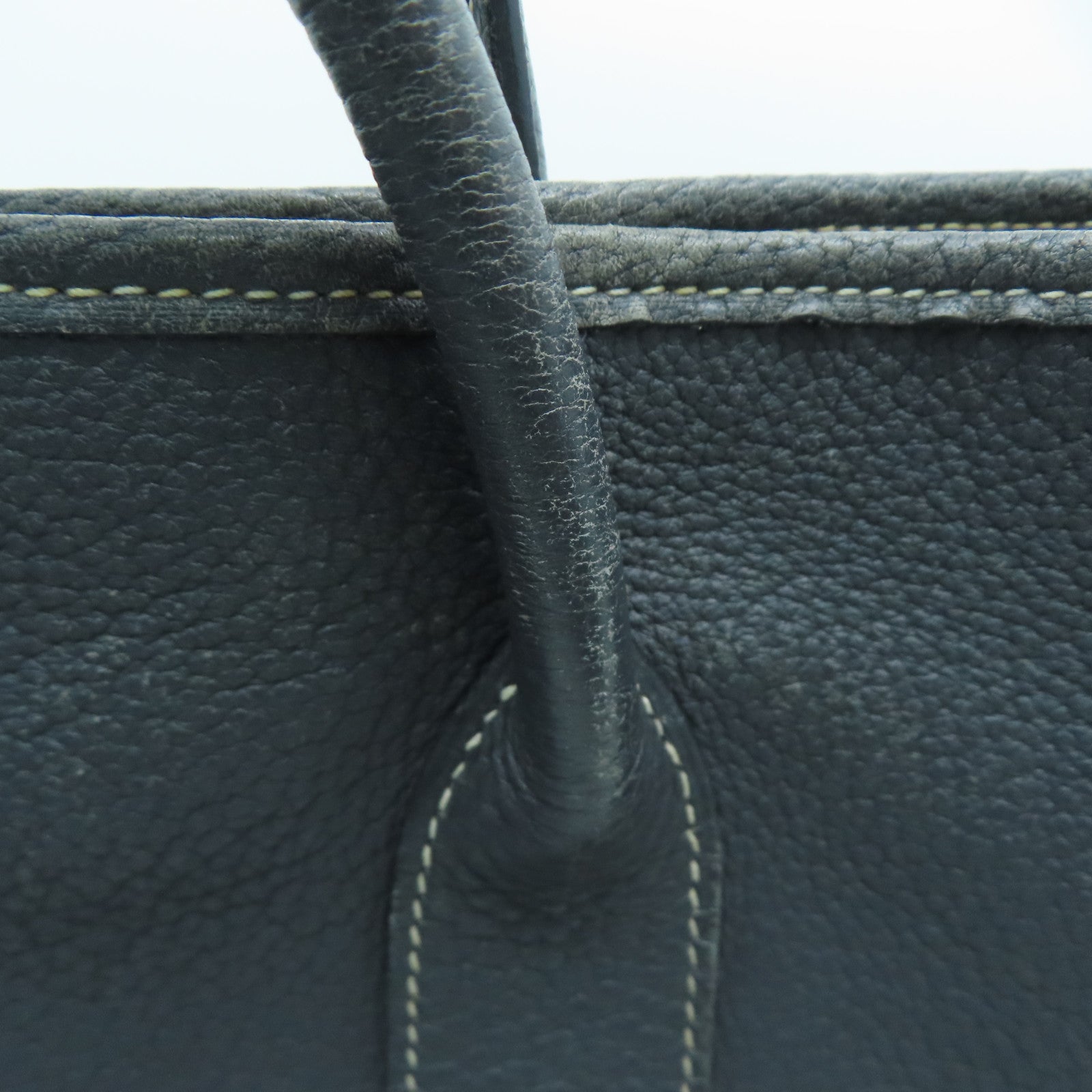 HERMES Negonda皮革Garden Party PM銀扣手挽袋灰色