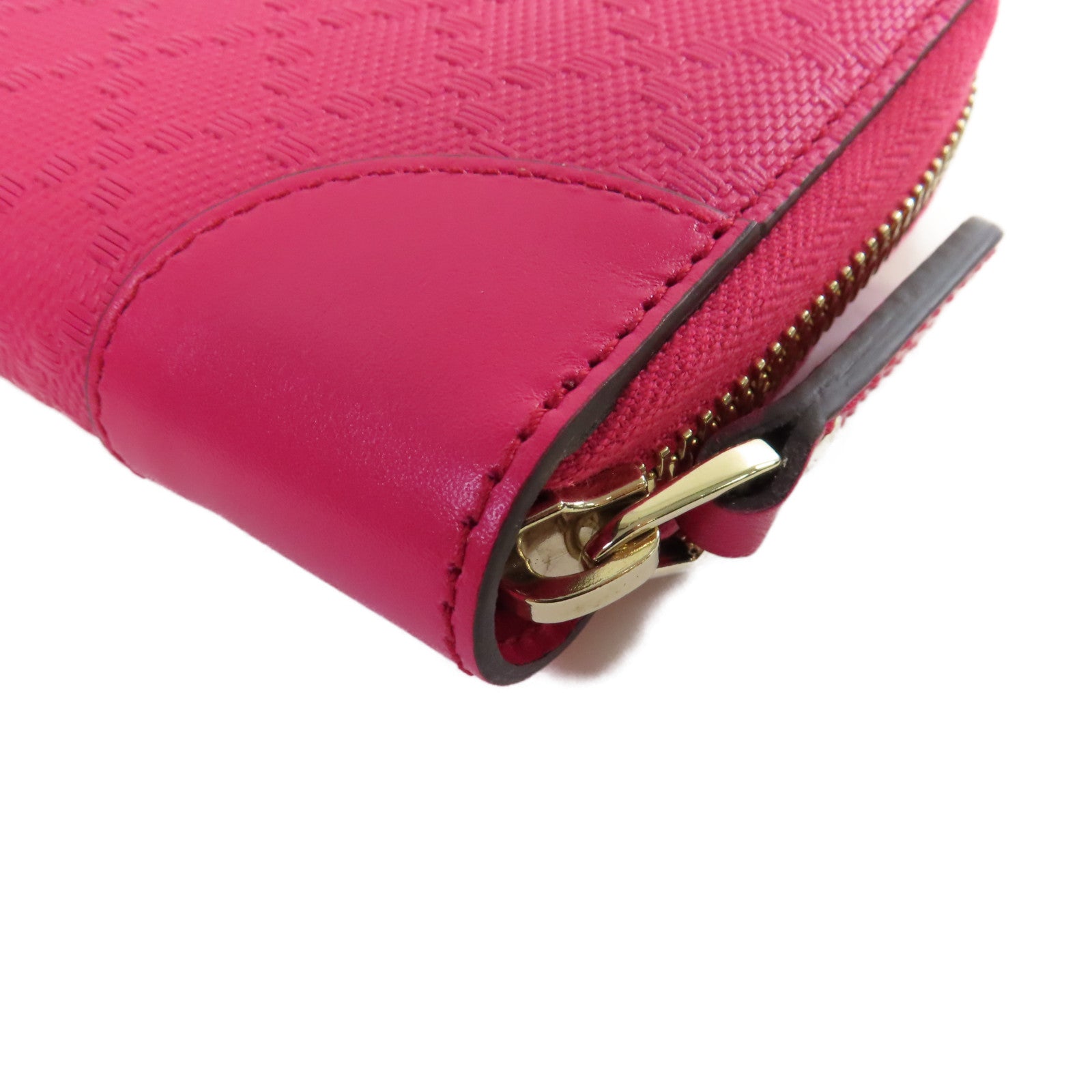 GUCCI 【激減優惠】塗層帆布Round Small Purse金扣拉鏈短錢包粉紅色