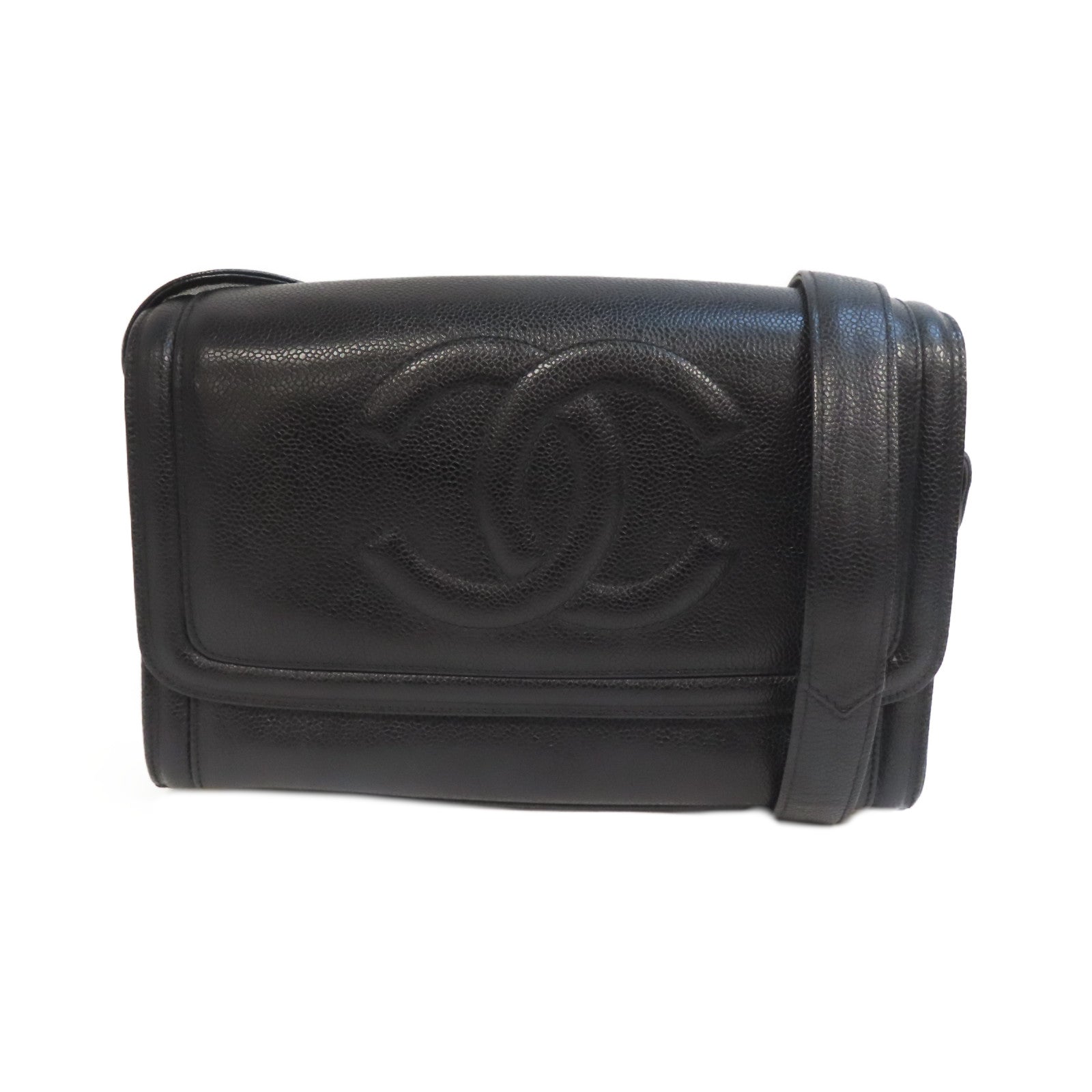 CHANEL 【激減優惠】牛皮皮革Vintage Shoulder Bag金扣肩背袋黑色