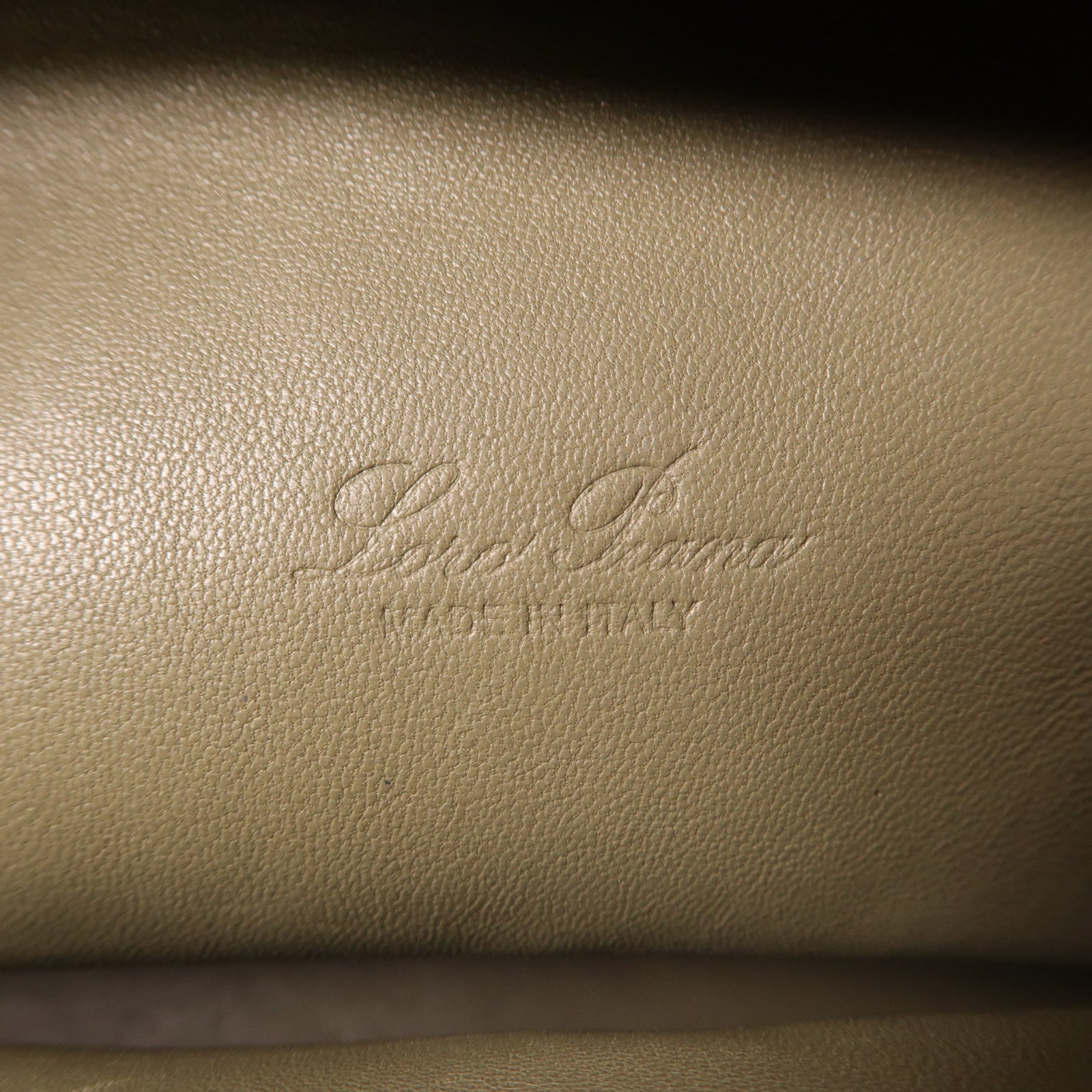 Loro Piana 皮革Extra Bag銀扣手挽肩背兩用袋綠色