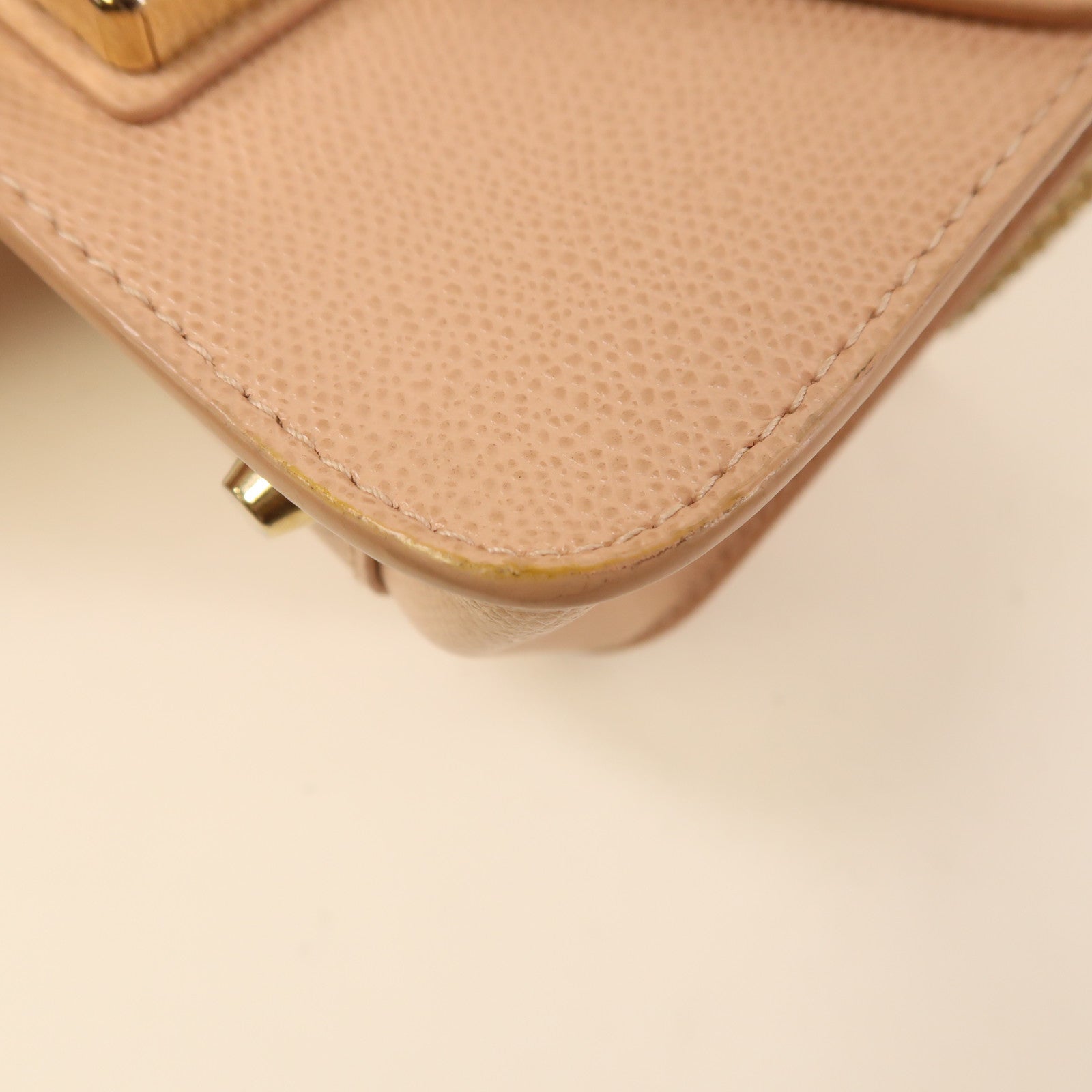 Furla 牛皮皮革Chain Shoulder金扣鏈帶肩背袋粉紅色