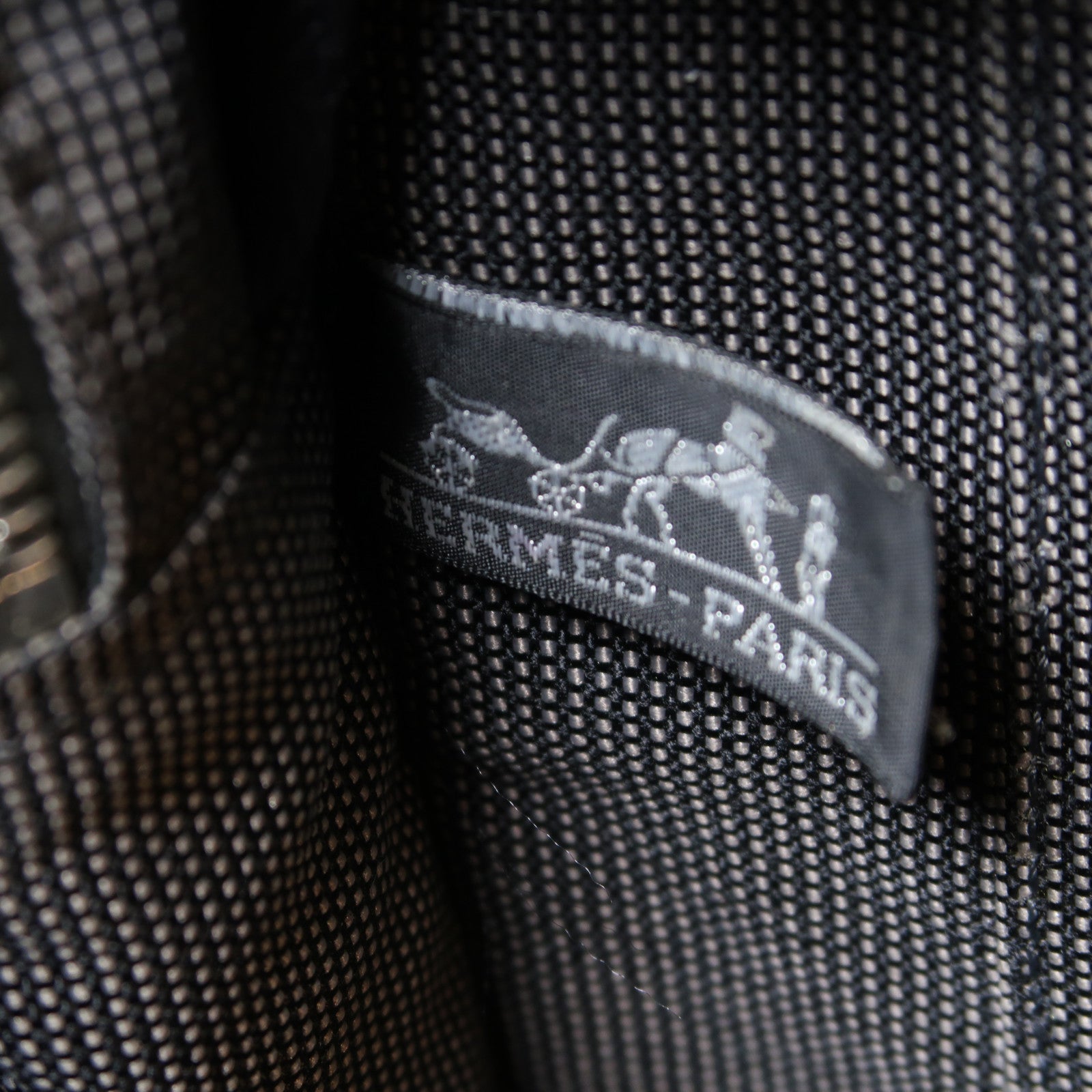 HERMES 帆布Ale Line MM銀扣手挽袋灰色