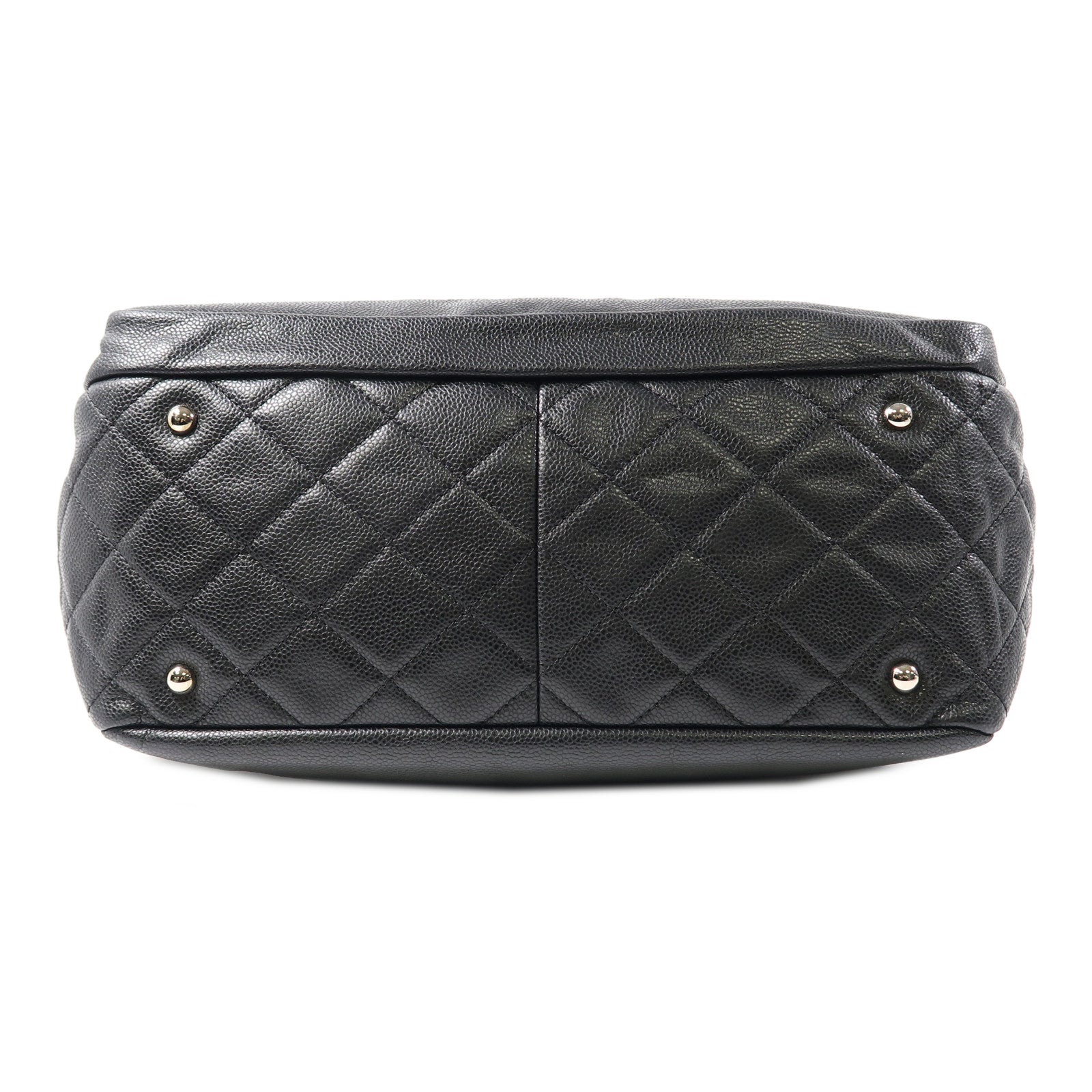CHANEL 牛皮皮革Tote Bag銀扣鏈帶肩背袋黑色