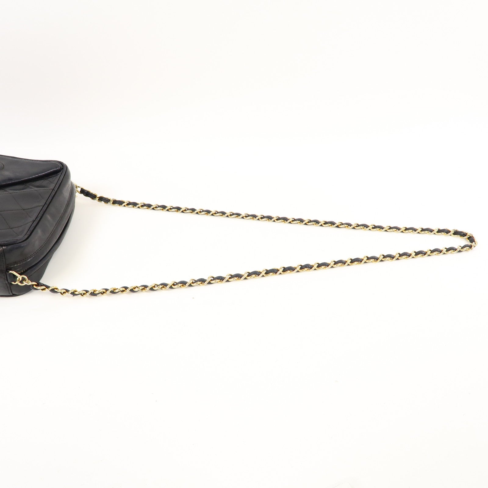 CHANEL 【激減優惠】菱格羊皮皮革Chain Shoulder金扣鏈帶肩背袋黑色
