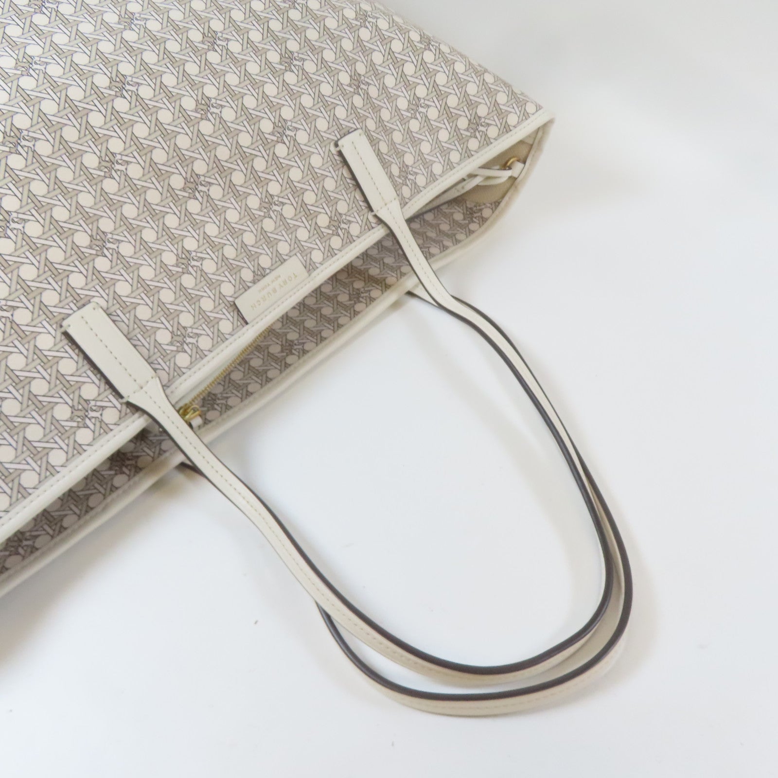 Tory Burch 塗層帆布Tote Bag金扣手挽袋米色