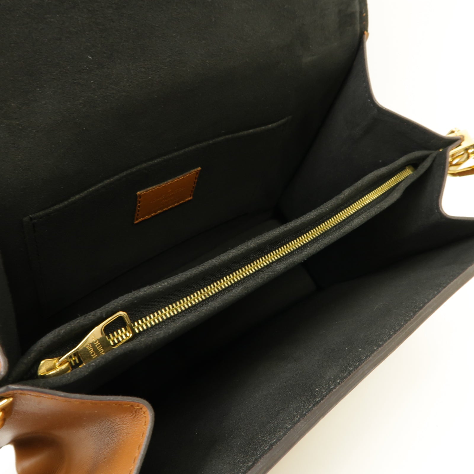 LOUIS VUITTON Monogram Reverse Dauphine金扣肩背袋棕色
