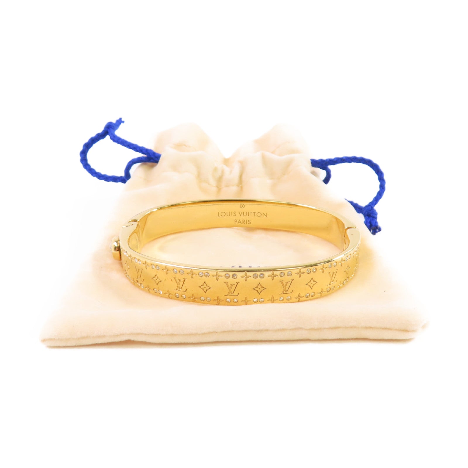 LOUIS VUITTON 金屬/水鑽Nanogram Strass Bracelet S金扣手镯