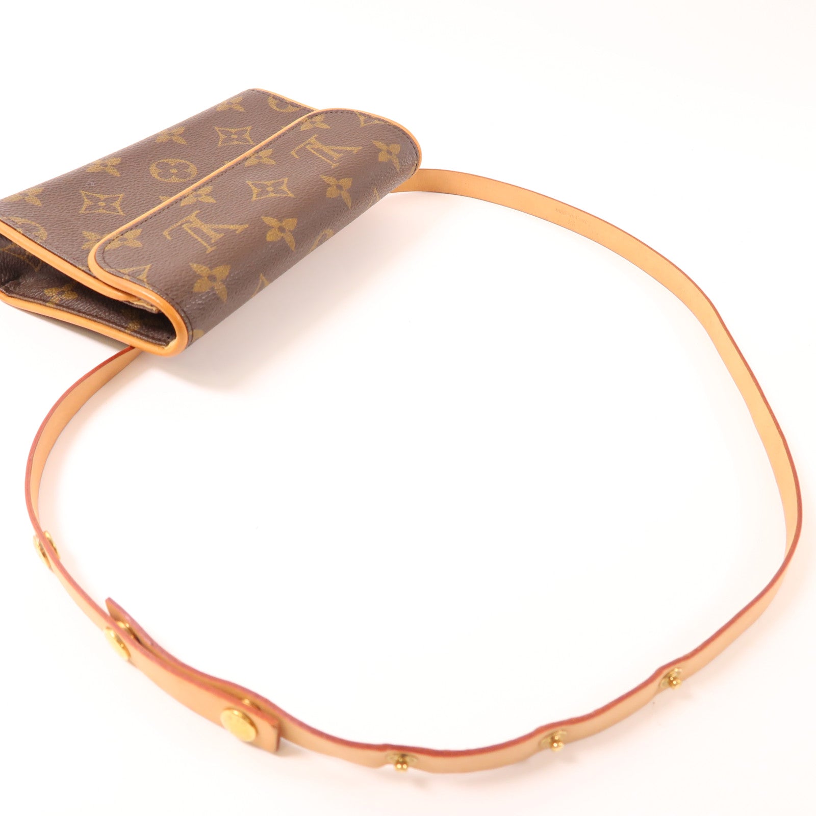 LOUIS VUITTON Monogram Pochette Florentine XS金扣腰包棕色
