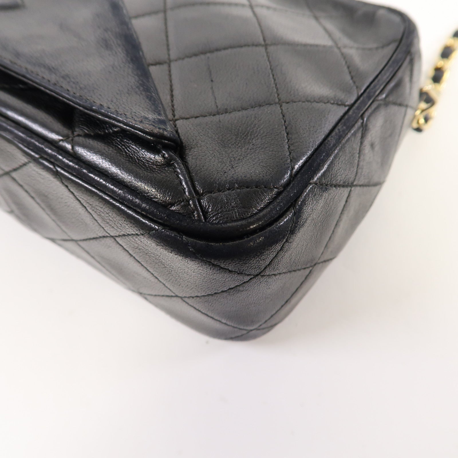 CHANEL 【激減優惠】菱格羊皮皮革Chain Shoulder金扣鏈帶肩背袋黑色