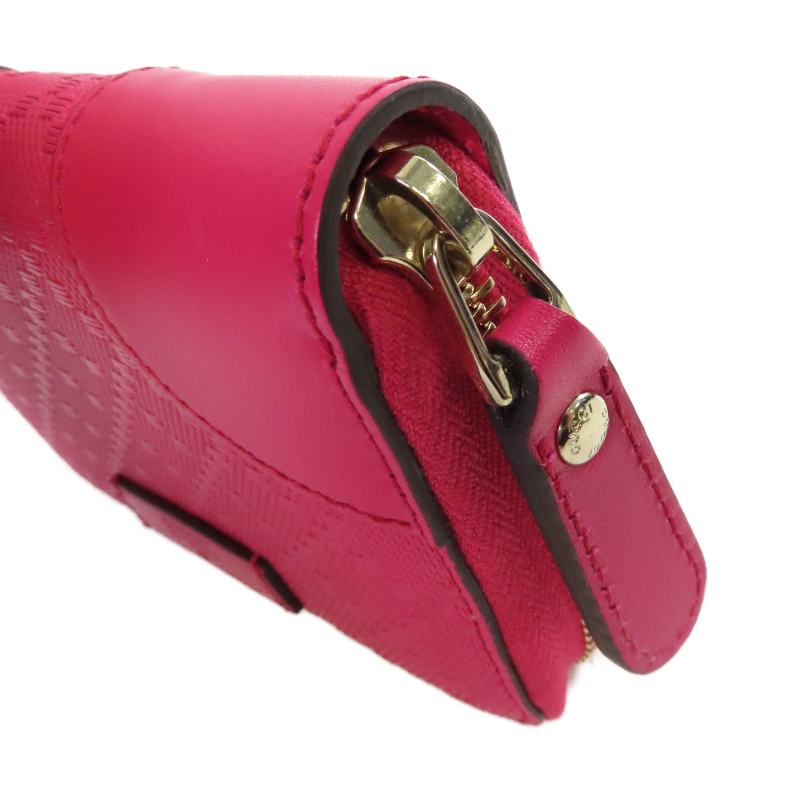 GUCCI 【激減優惠】塗層帆布Round Small Purse金扣拉鏈短錢包粉紅色