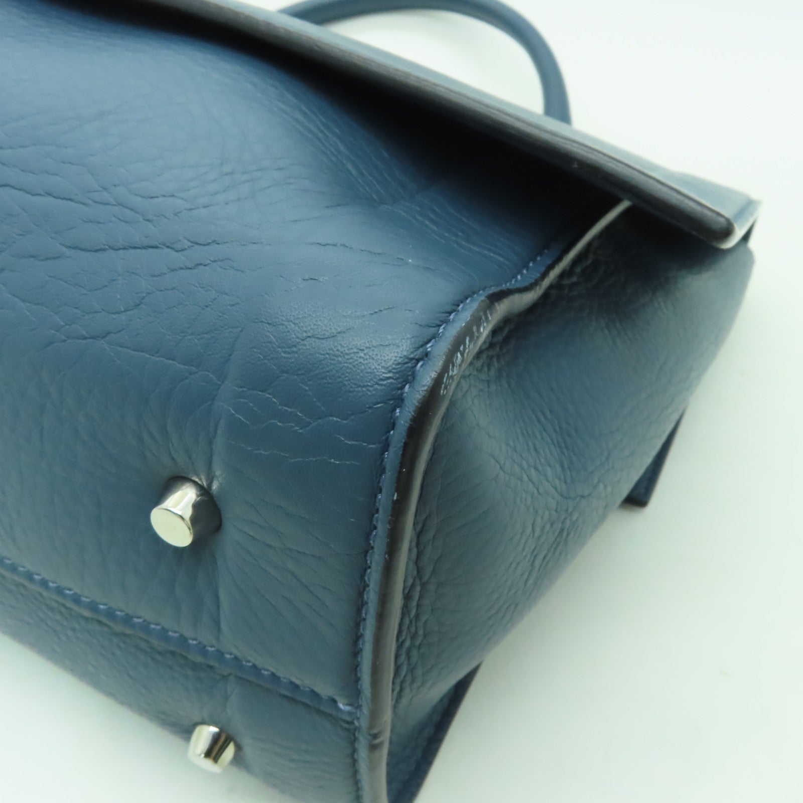 GIVENCHY 【清倉大減價】牛皮皮革Shoulder Bag銀扣手挽肩背兩用袋藍色