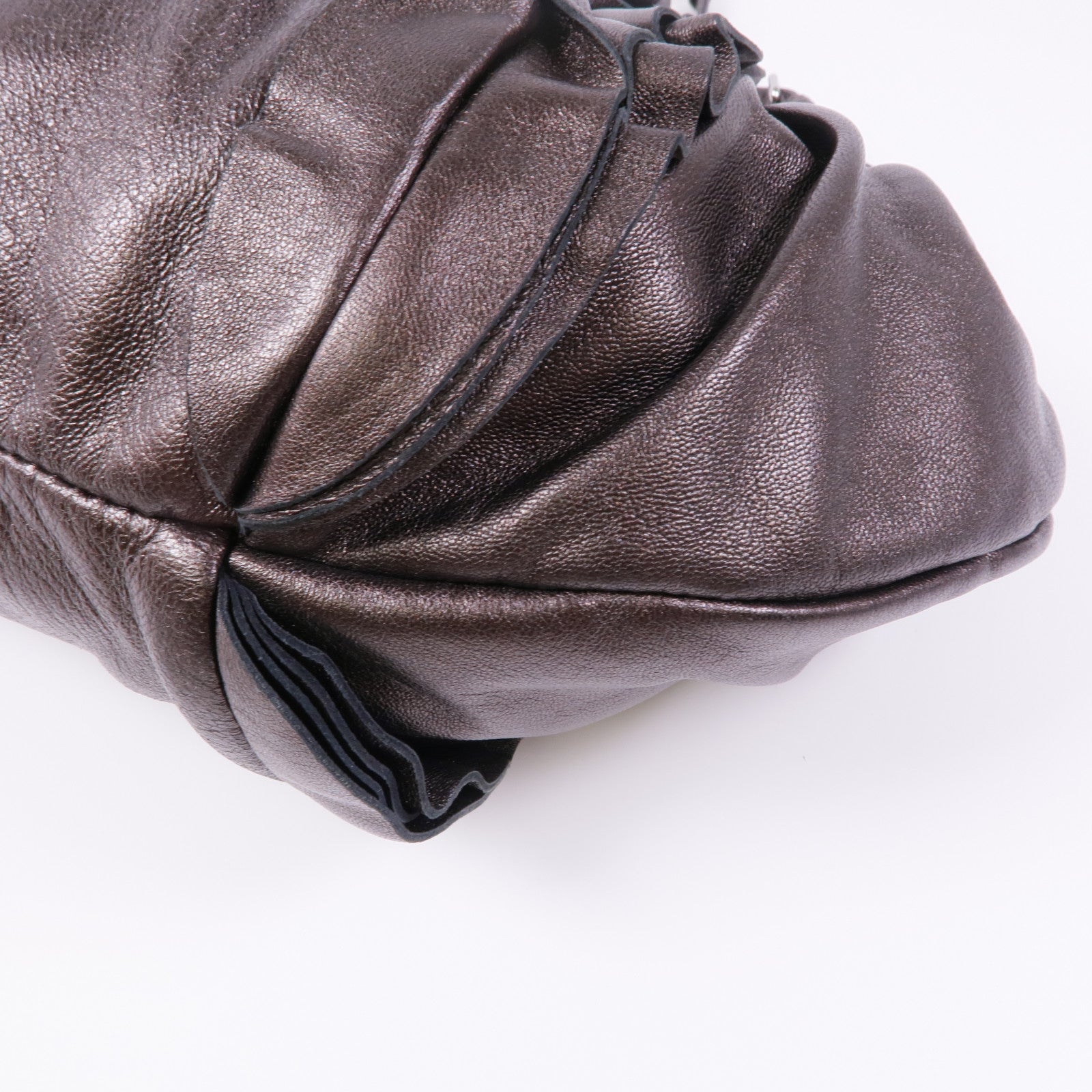 PRADA SHW Shoulder Bag Lambskin Leather Brown