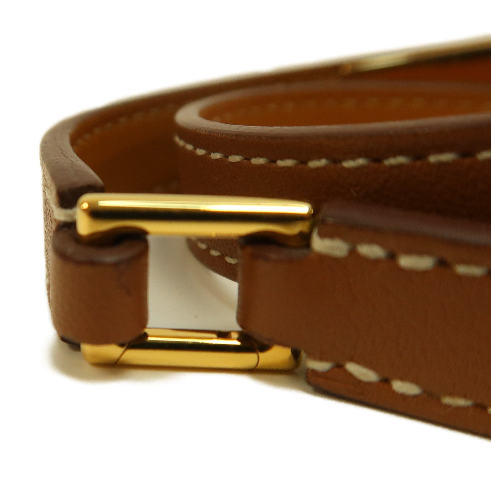 HERMES Swift皮革Rivale Double Tour金扣手鐲Gold/金棕色