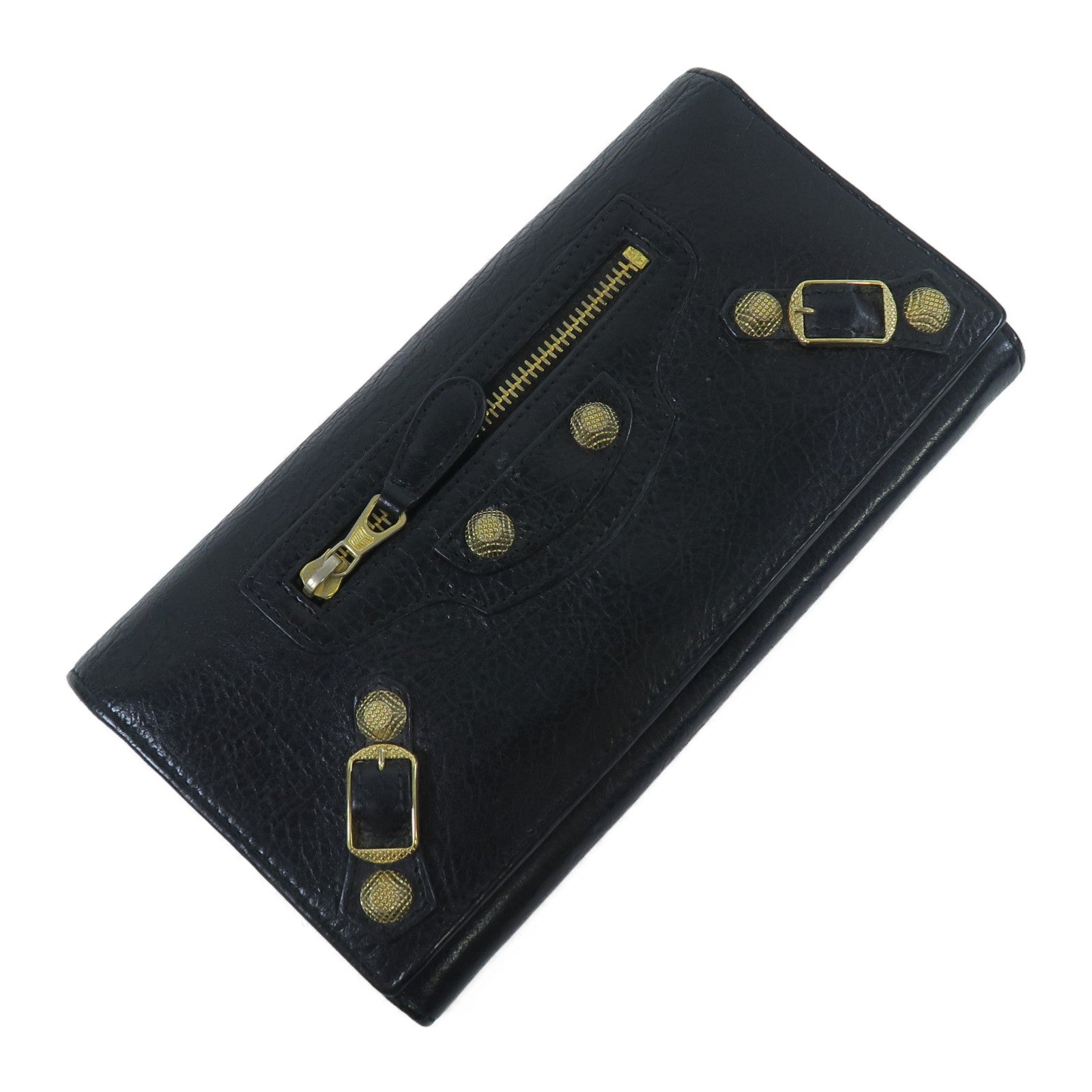 BALENCIAGA 【激減優惠】羊皮皮革Long Wallet金扣長錢包黑色