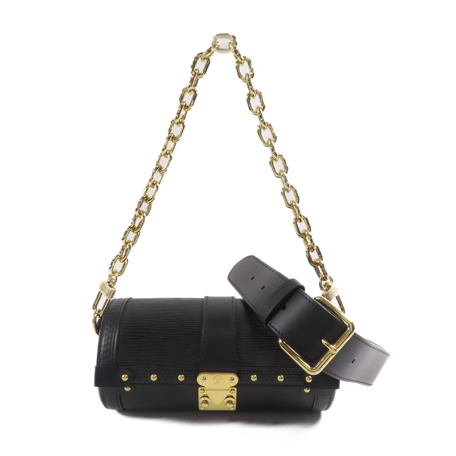LOUIS VUITTON LV GHW Papillon Trunk 2 Way Shoulder Bag M58655 Epi Black