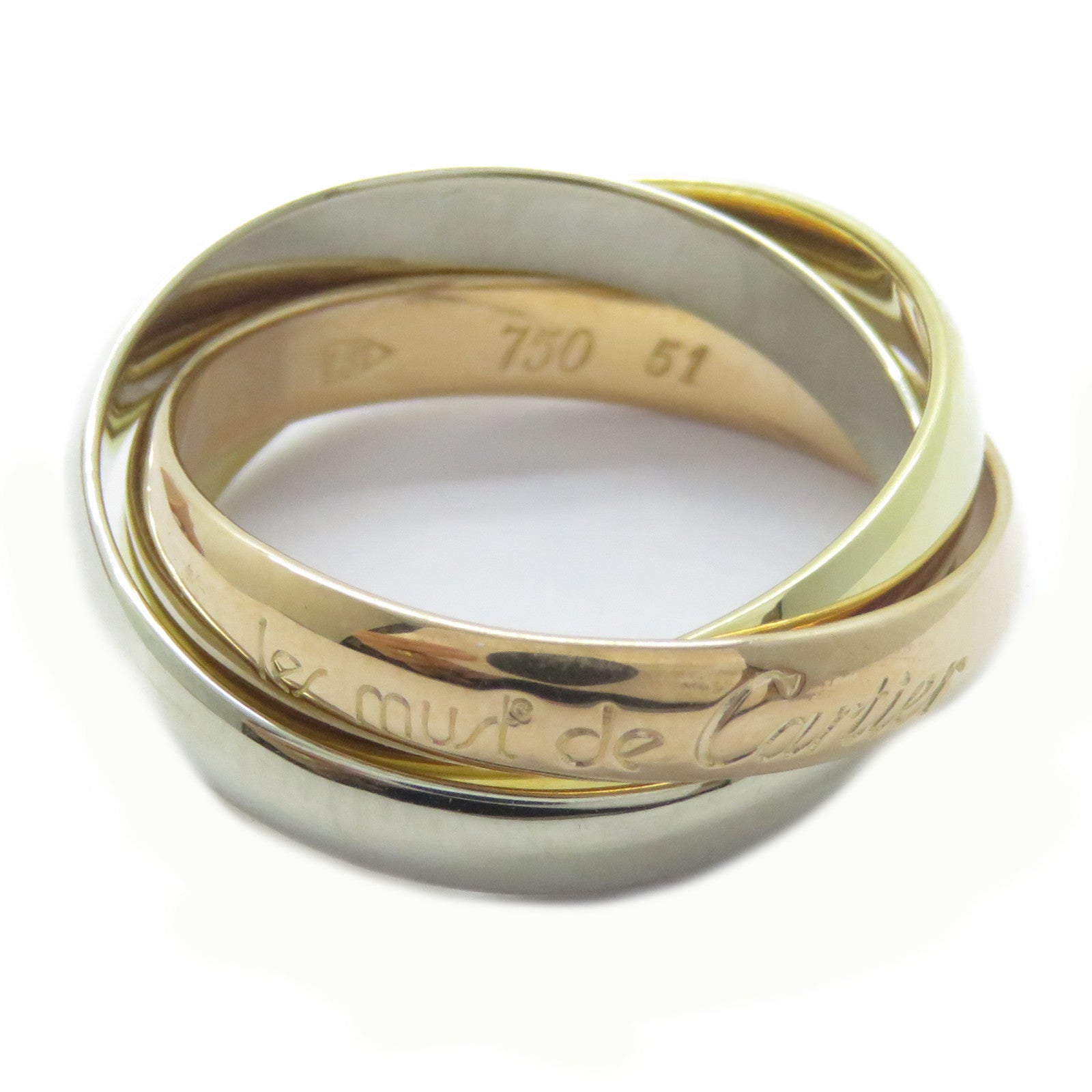 CARTIER 18K黃金/白金/玫瑰金Les Must De Trinity戒指Cartier#51/US#6