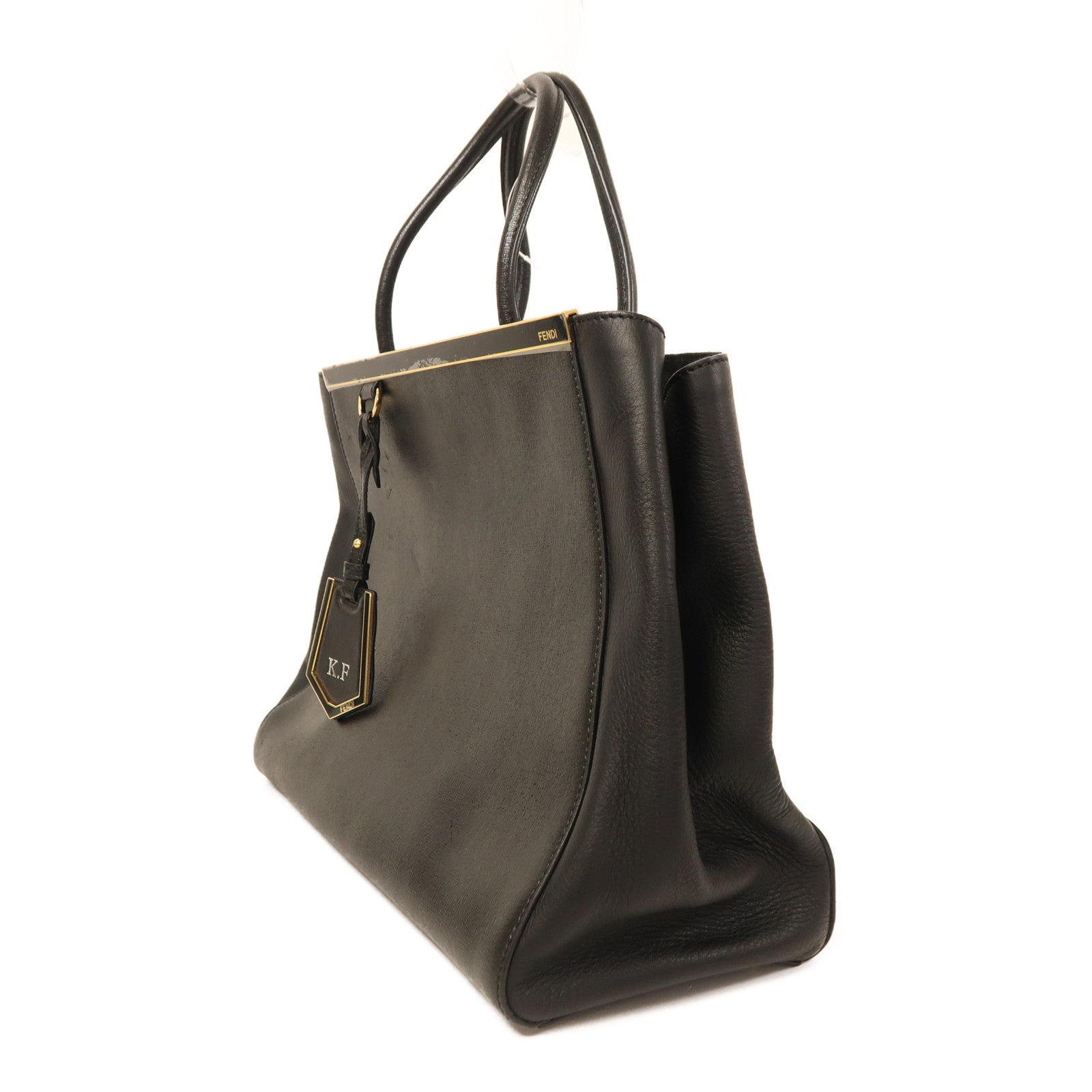 FENDI 牛皮皮革2 Jours金扣手挽肩背兩用袋黑色