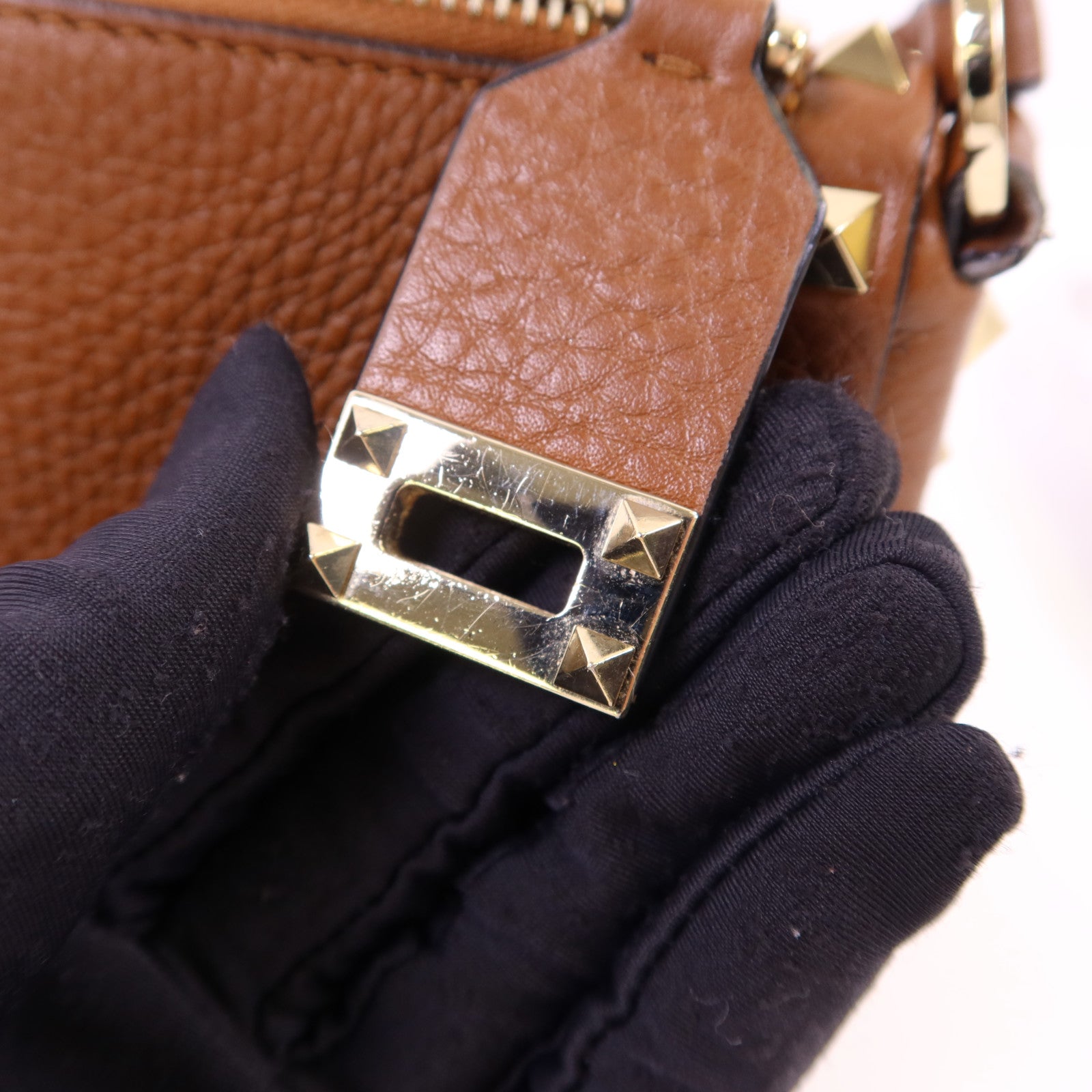 Valentino 【激減優惠】牛皮皮革Rockstud 2 Way Shoulder Bag金扣手挽肩背兩用袋