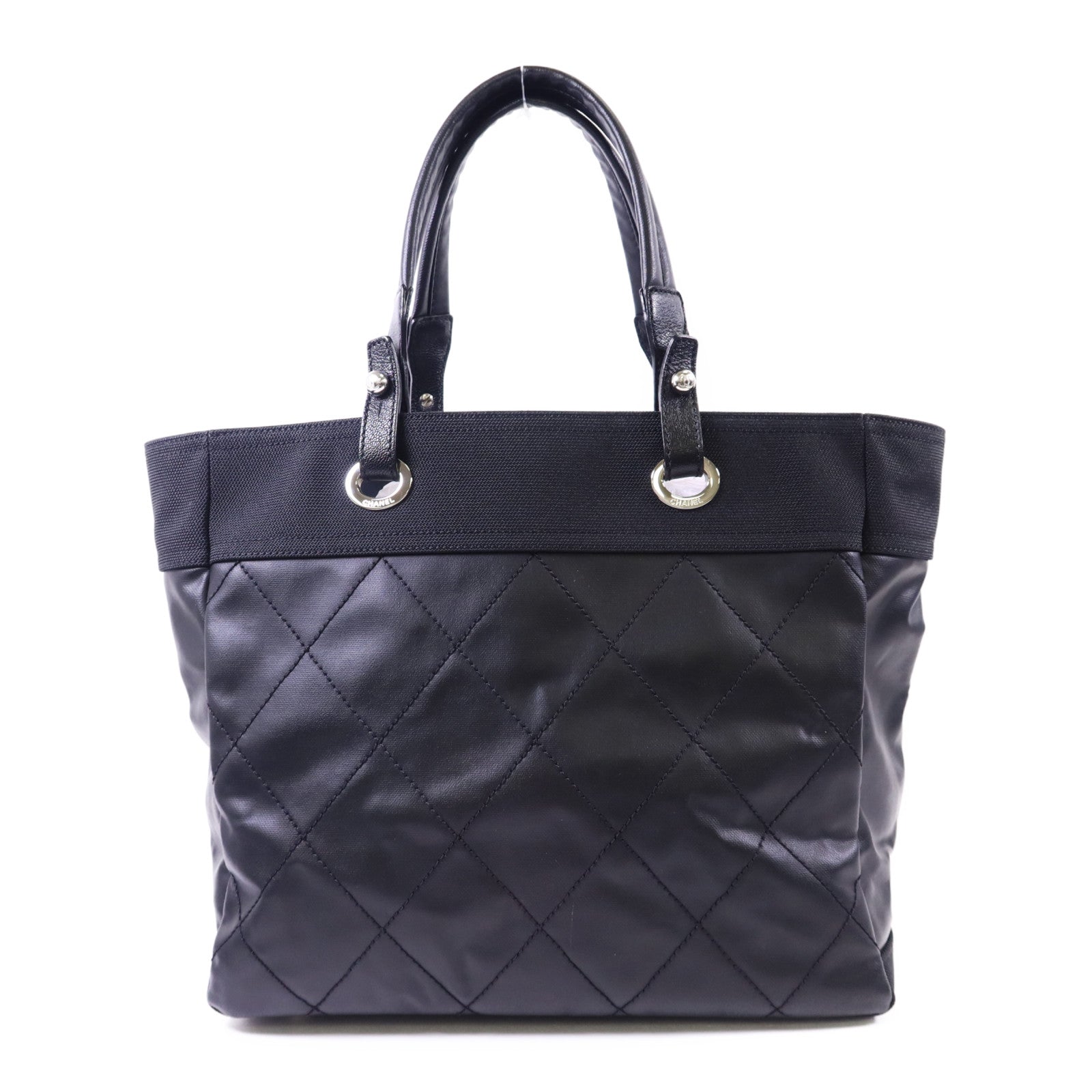 CHANEL 塗層帆布/尼龍Paris Biarritz Tote銀扣手挽袋