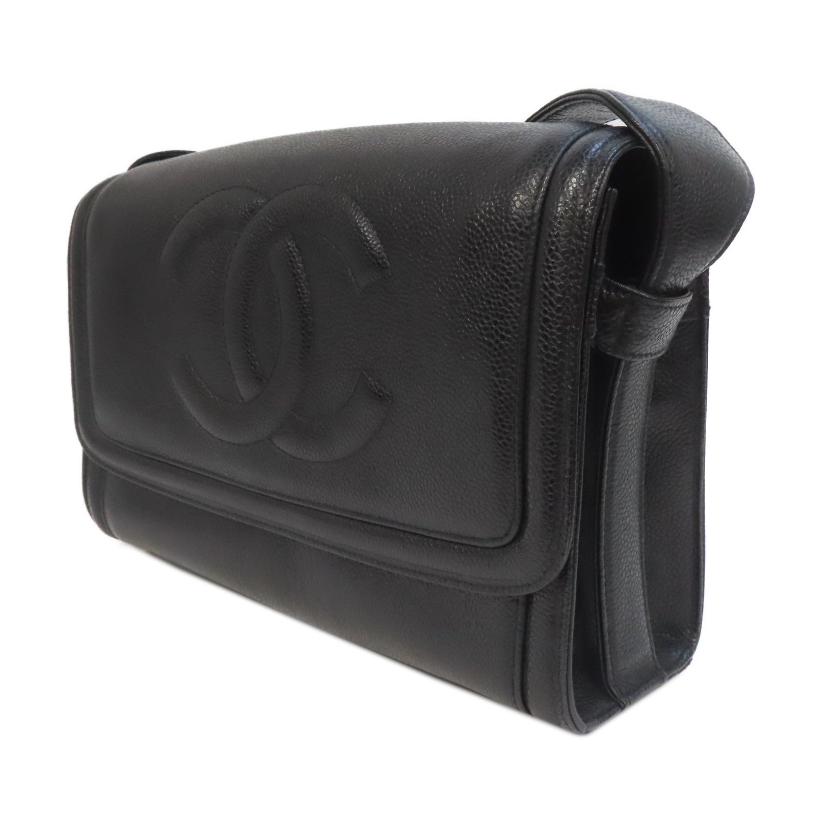 CHANEL 【激減優惠】牛皮皮革Vintage Shoulder Bag金扣肩背袋黑色