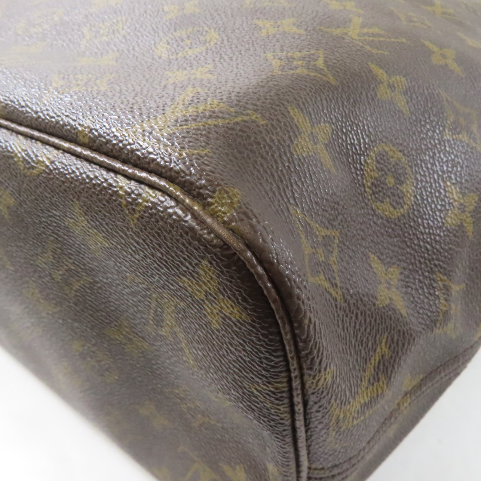 LOUIS VUITTON 【激減優惠】Monogram Neverfull MM金扣手挽袋啡色