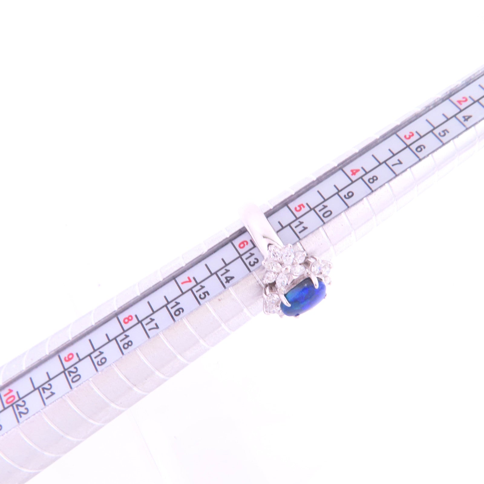 JEWELRY 【激減優惠】PT900鉑金/黒蛋白石/鑽石Black Opal Diamond Ring戒指US#5.5