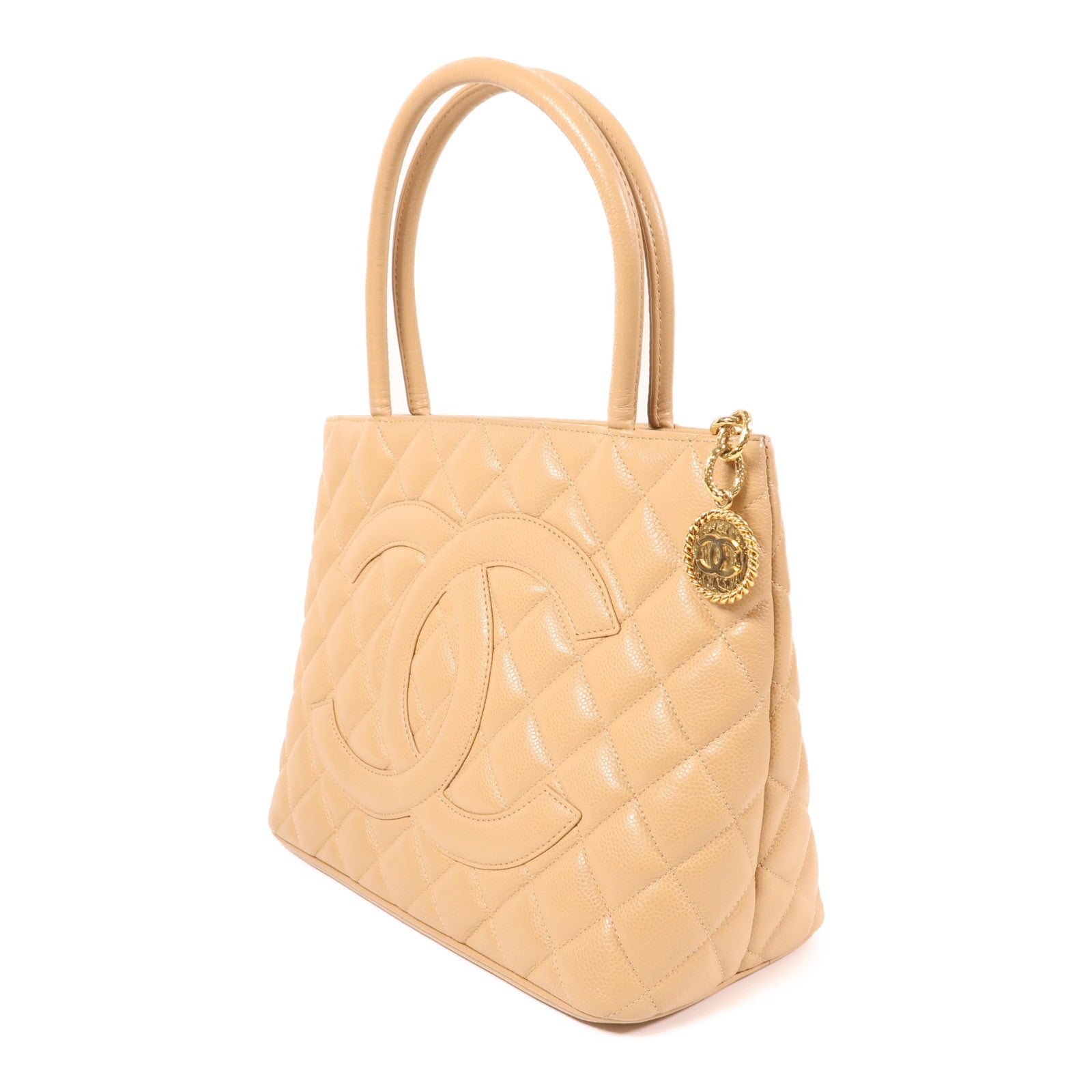CHANEL 牛皮皮革Medallion Tote Bag金扣肩背袋