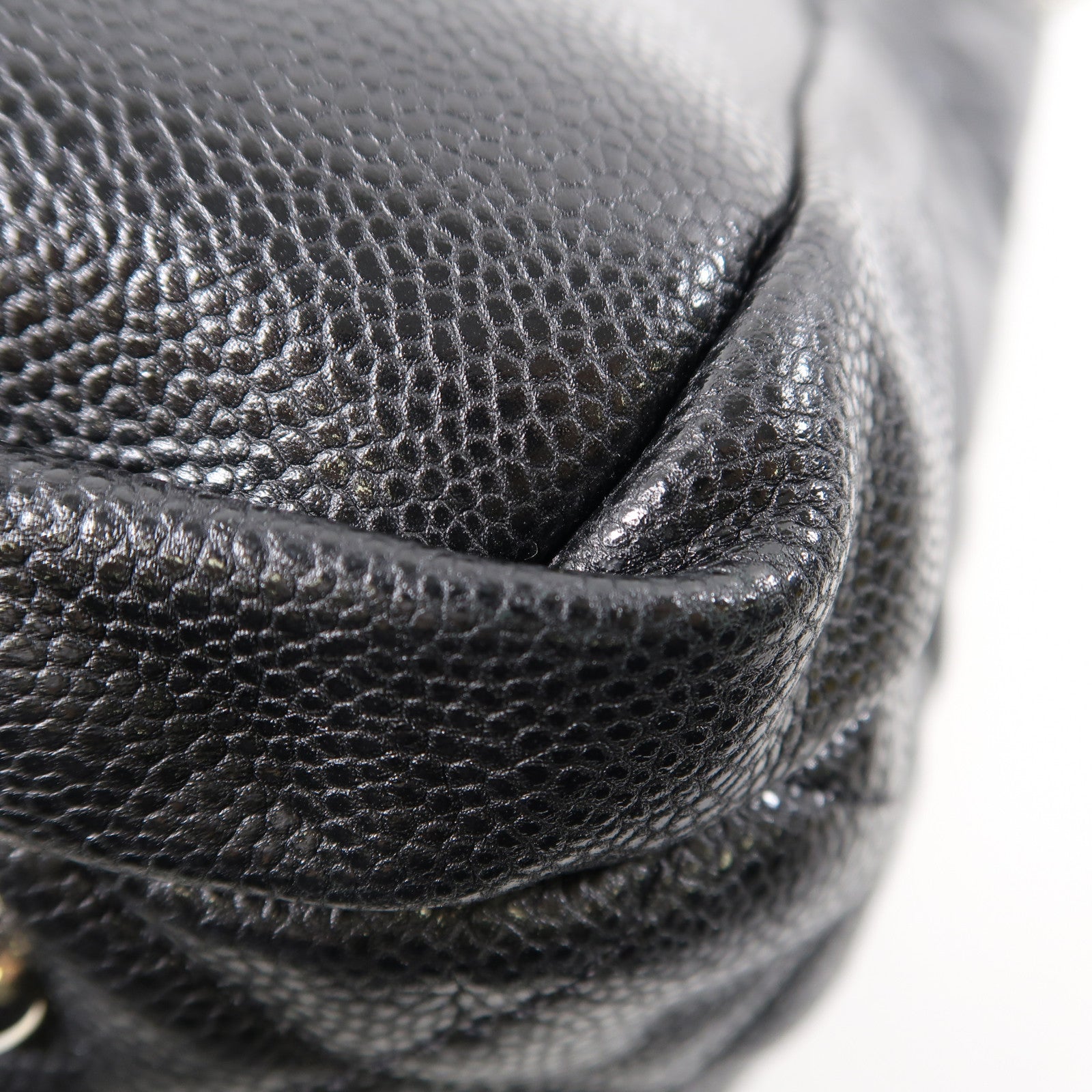 CHANEL 牛皮皮革Tote Bag銀扣鏈帶肩背袋黑色